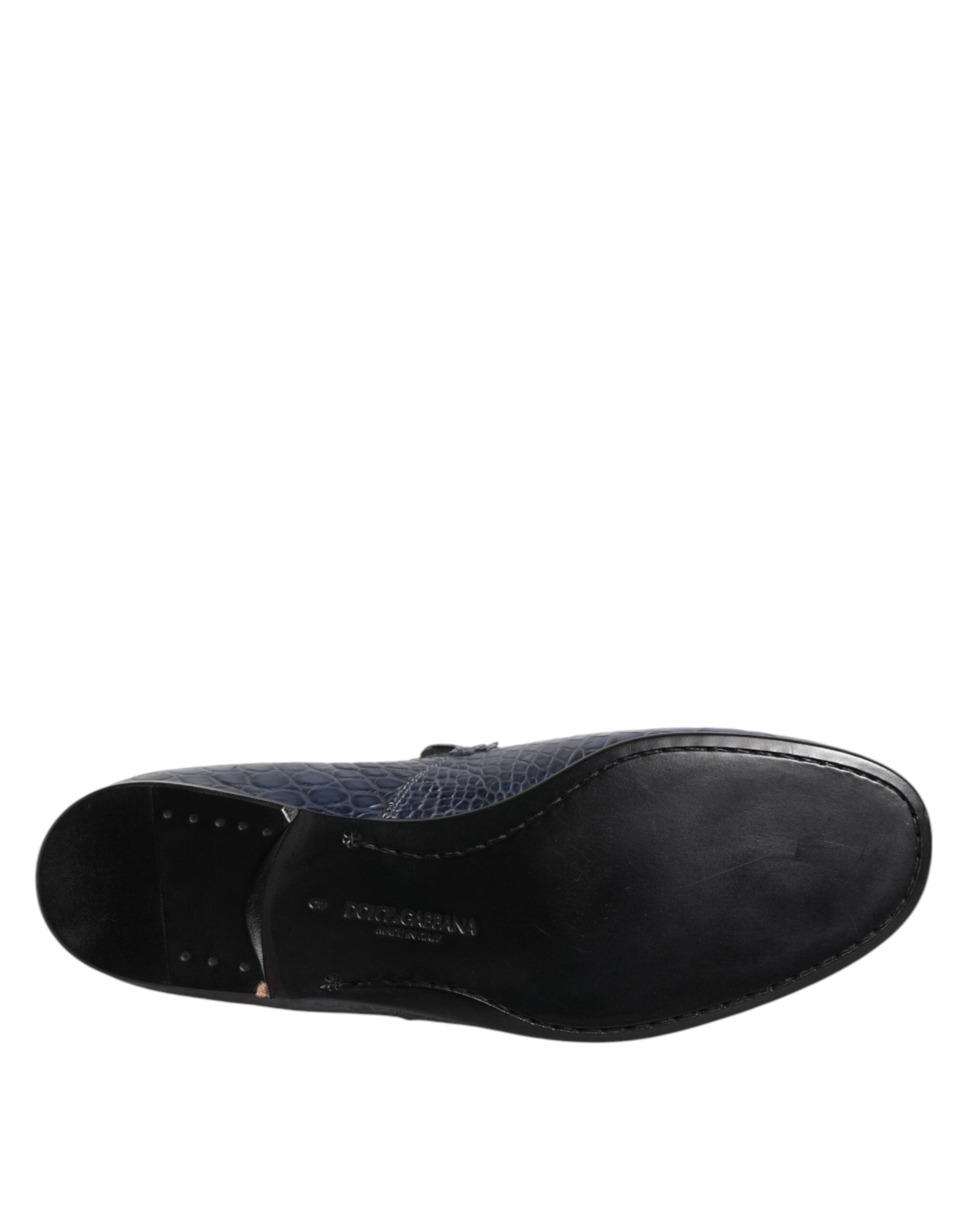 Mocassins à enfiler en cuir exotique bleu Dolce &amp; Gabbana pour hommes