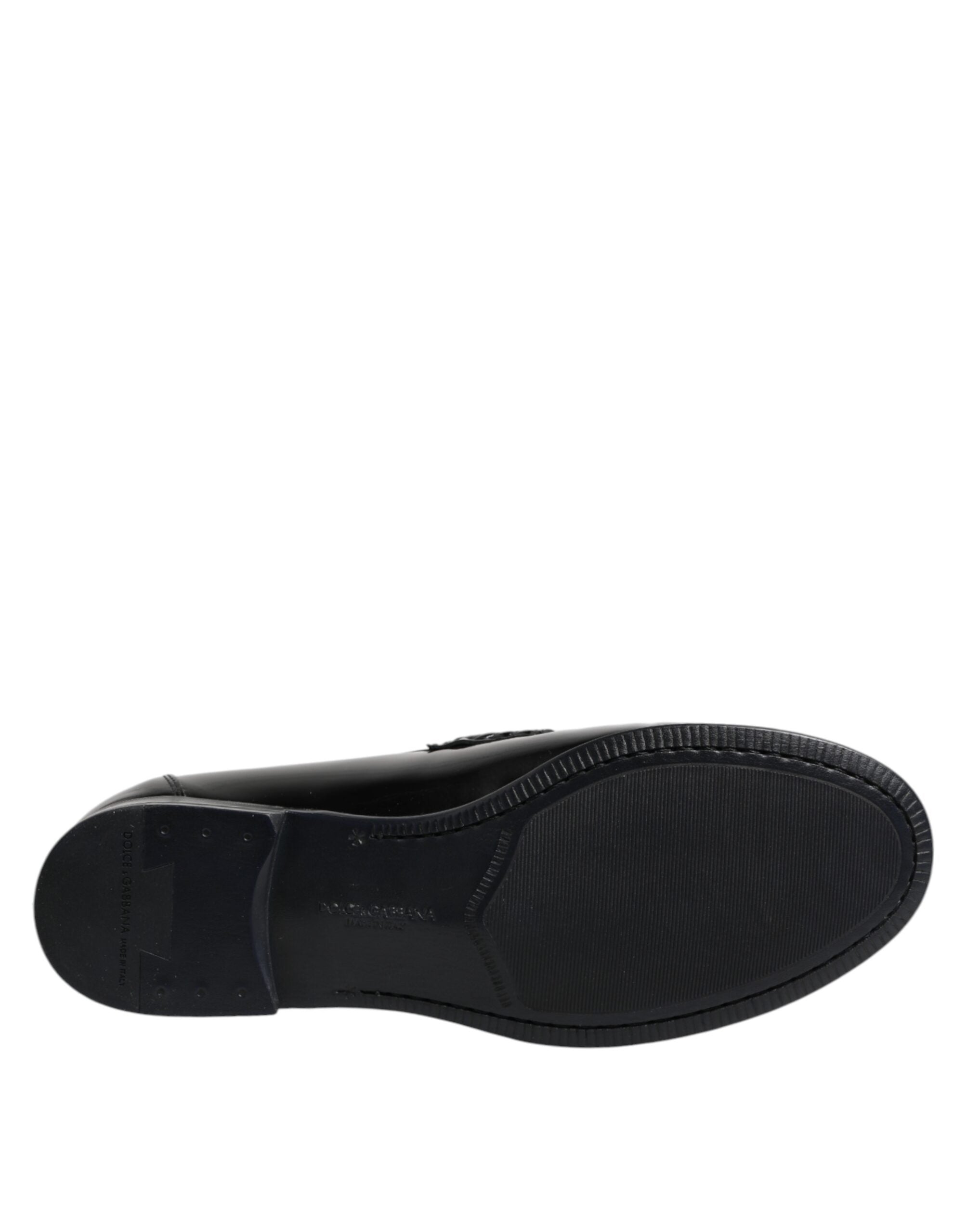 Mocassins à enfiler en cuir noir Dolce &amp; Gabbana
