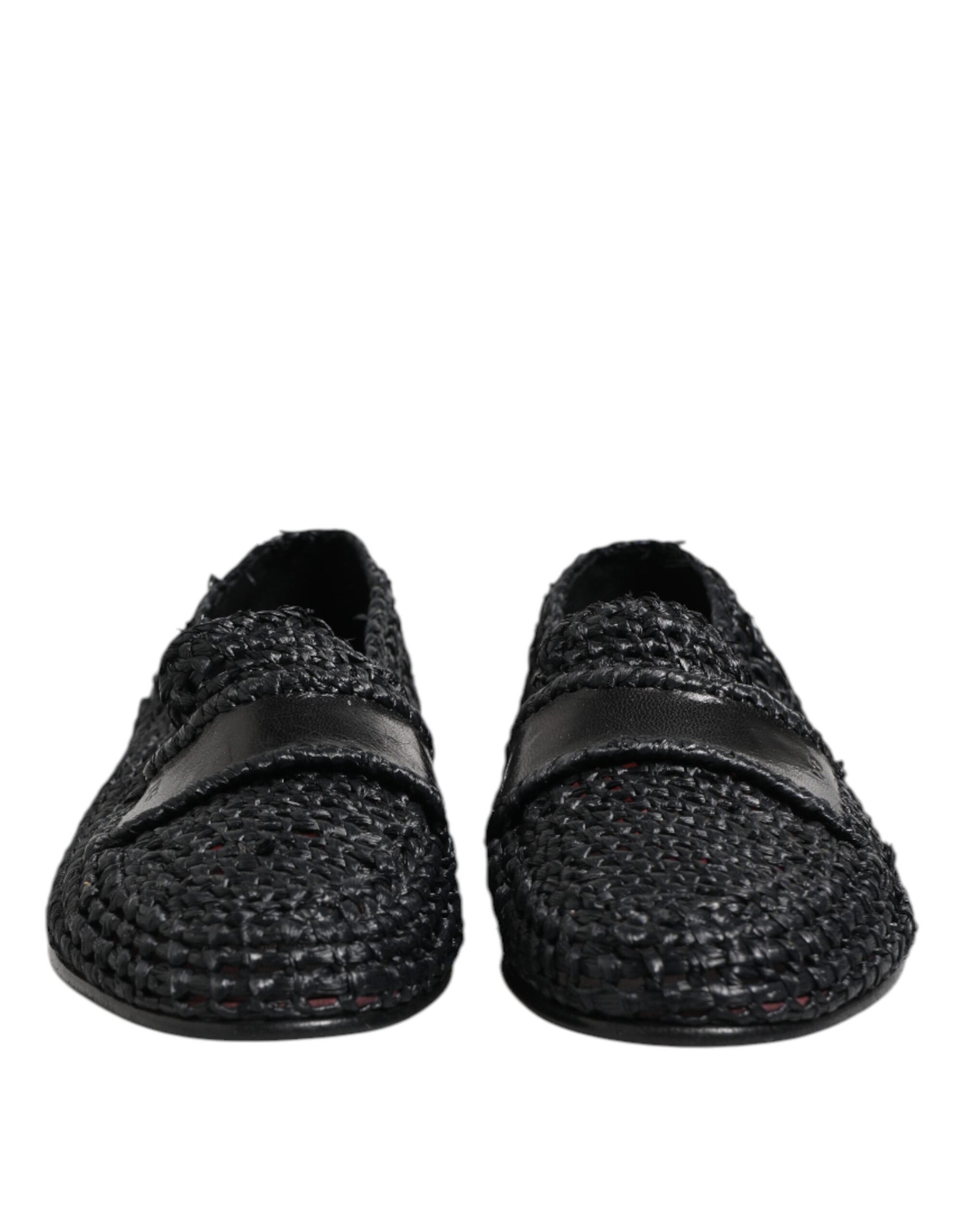 Mocassins à enfiler en cuir tressé noir Dolce &amp; Gabbana pour homme