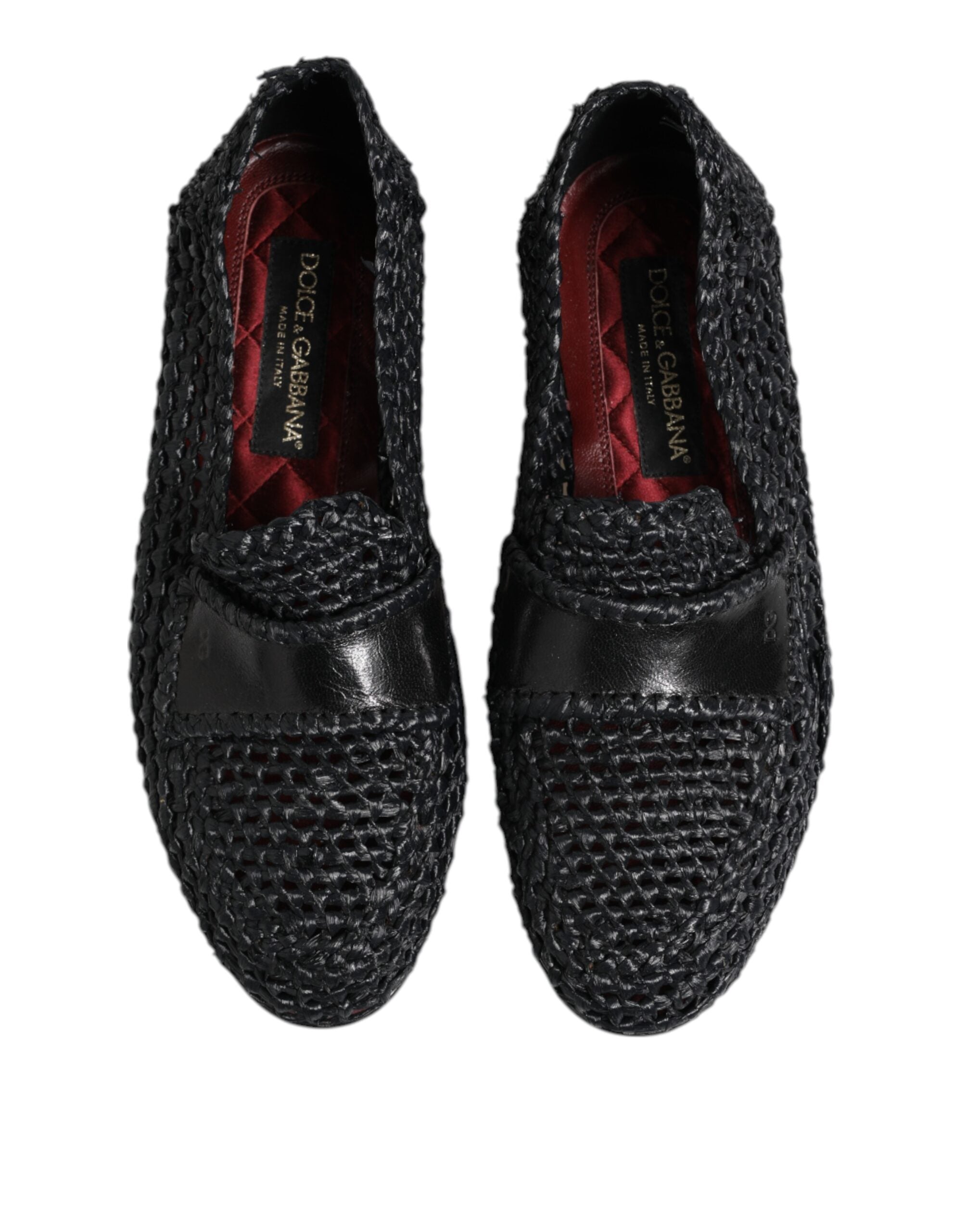 Mocassins à enfiler en cuir tressé noir Dolce &amp; Gabbana pour homme