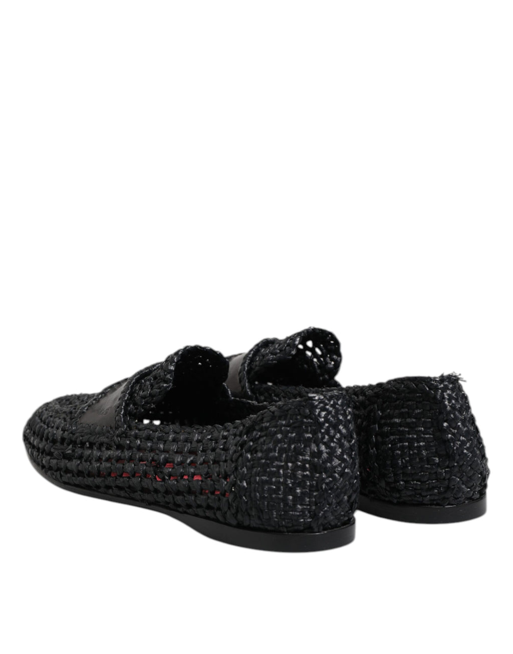 Mocassins à enfiler en cuir tressé noir Dolce &amp; Gabbana pour homme