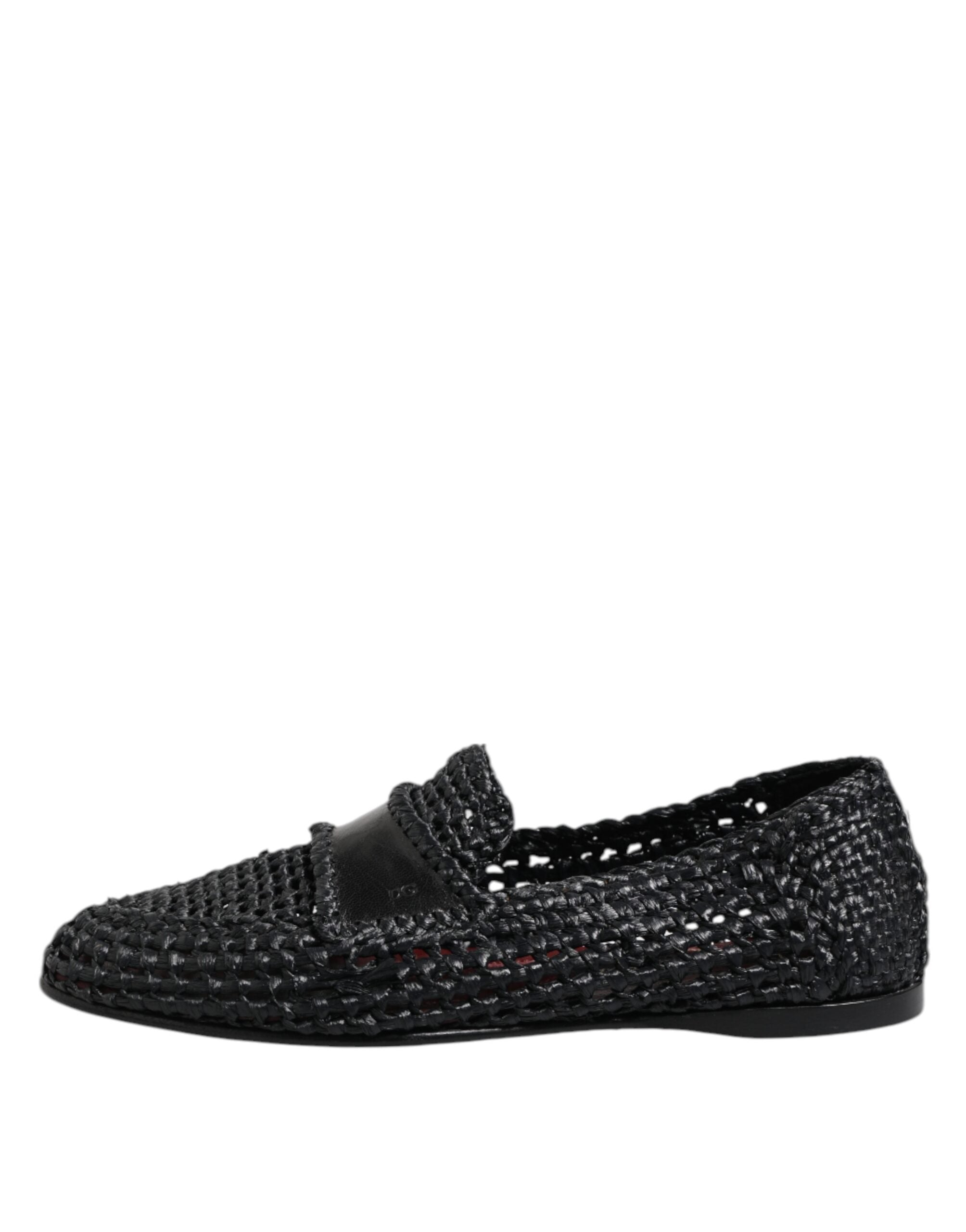 Mocassins à enfiler en cuir tressé noir Dolce &amp; Gabbana pour homme