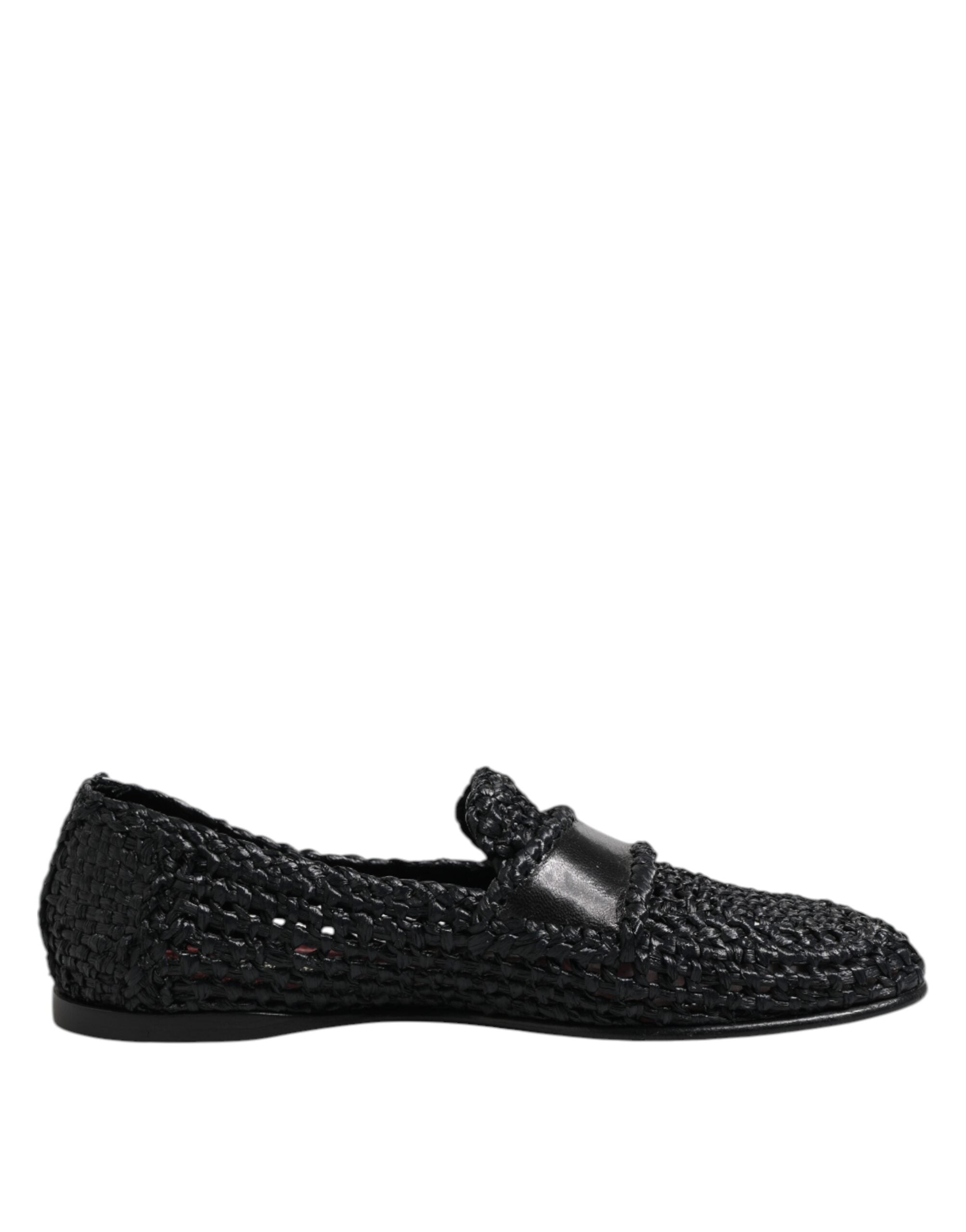 Mocassins à enfiler en cuir tressé noir Dolce &amp; Gabbana pour homme
