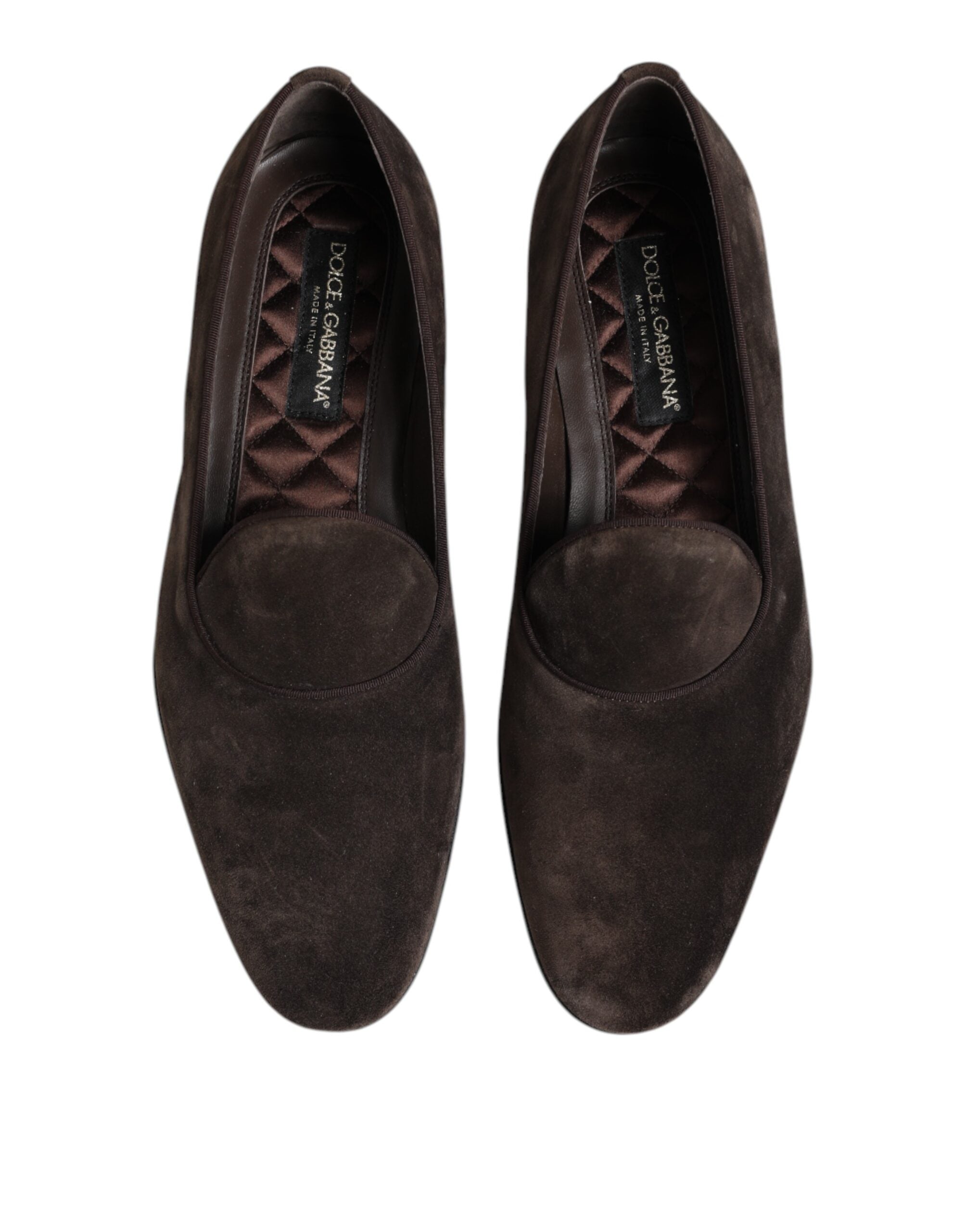 Mocassins à enfiler en cuir velours marron Dolce &amp; Gabbana