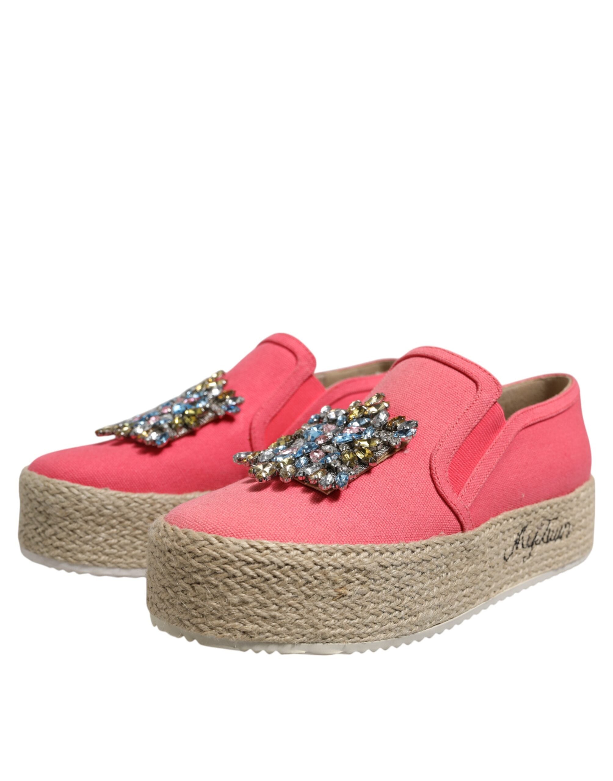 Chaussures à enfiler Twinset en toile rose ornées de cristaux