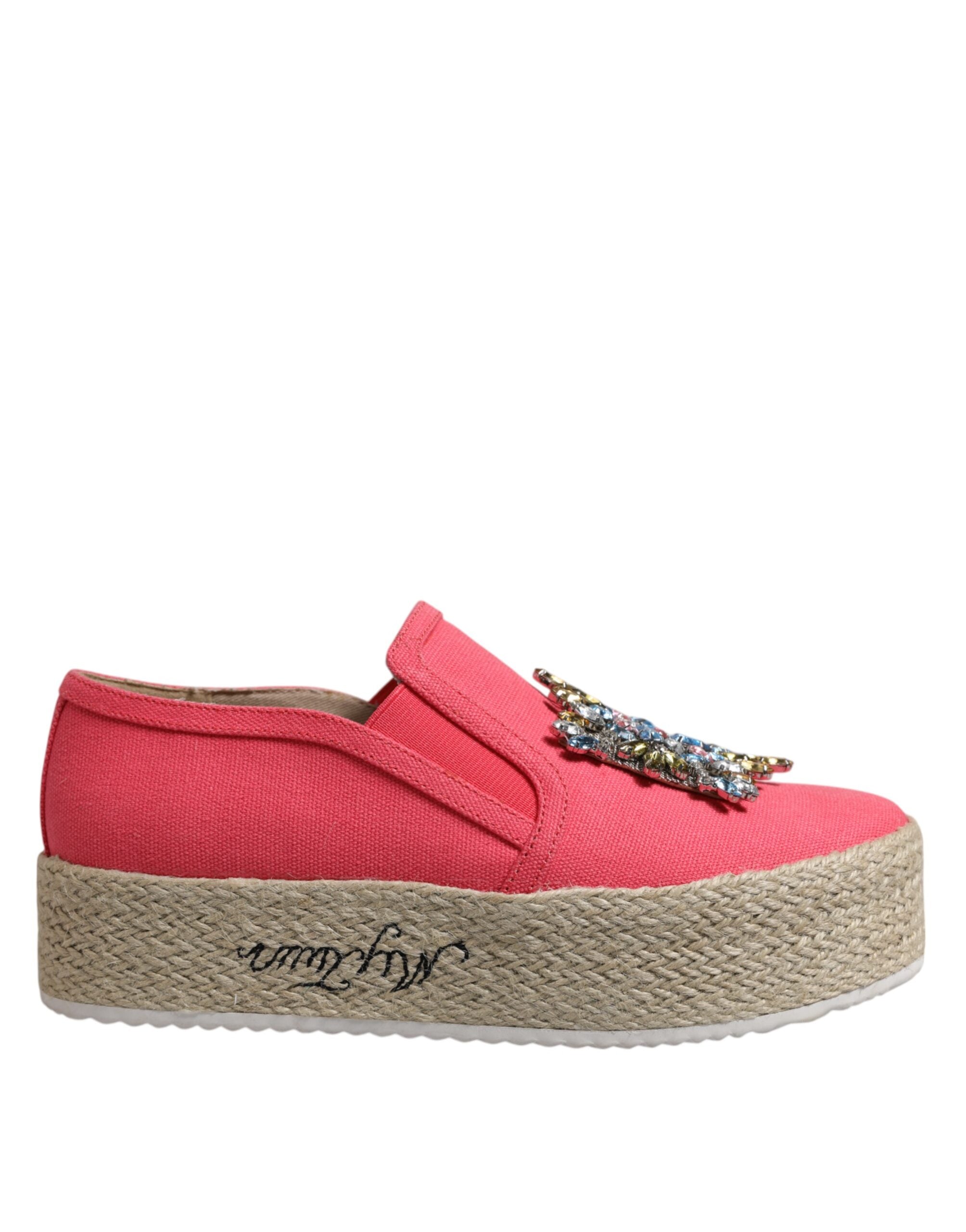 Chaussures à enfiler Twinset en toile rose ornées de cristaux