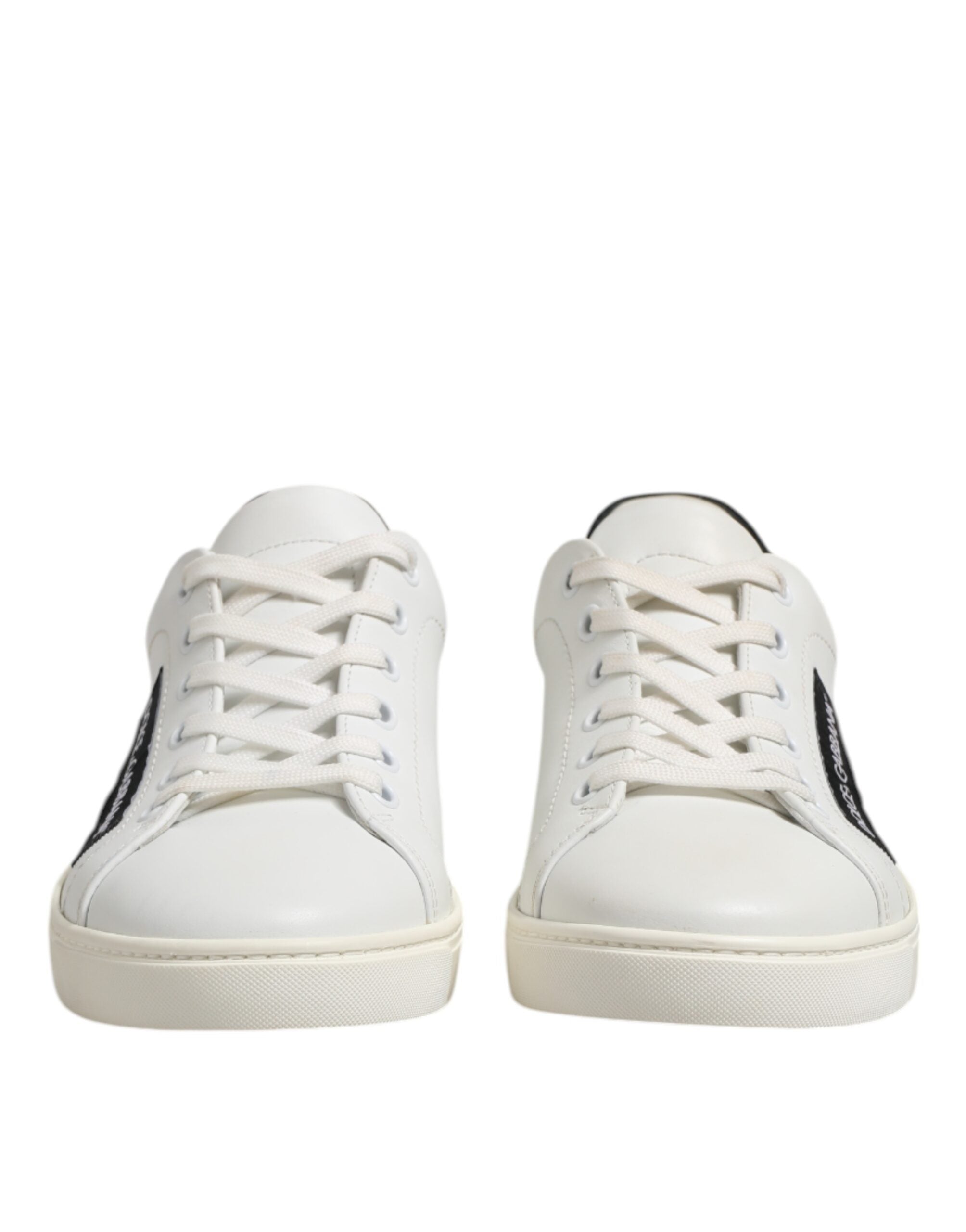 Dolce &amp; Gabbana Herren Sneakers mit Schnürung aus weißem und schwarzem Leder