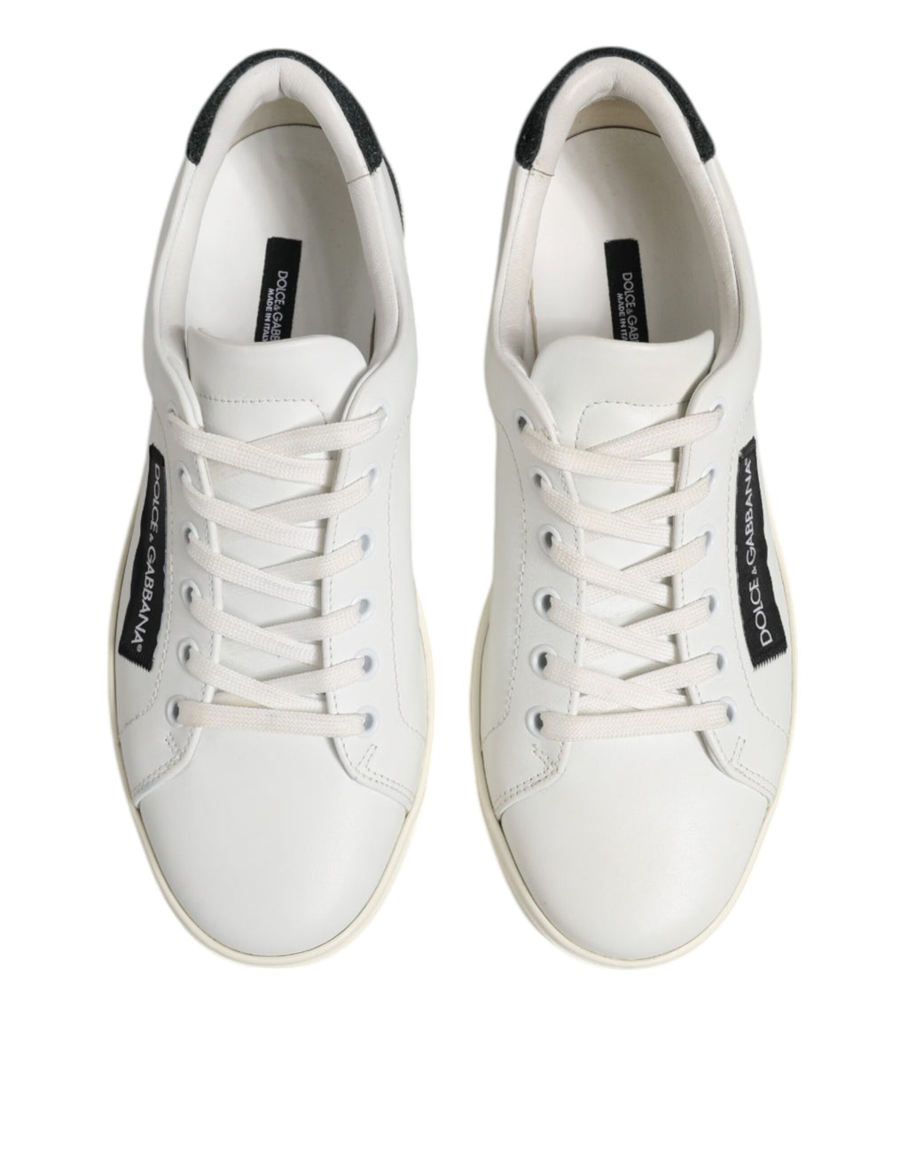 Dolce &amp; Gabbana Herren Sneakers mit Schnürung aus weißem und schwarzem Leder