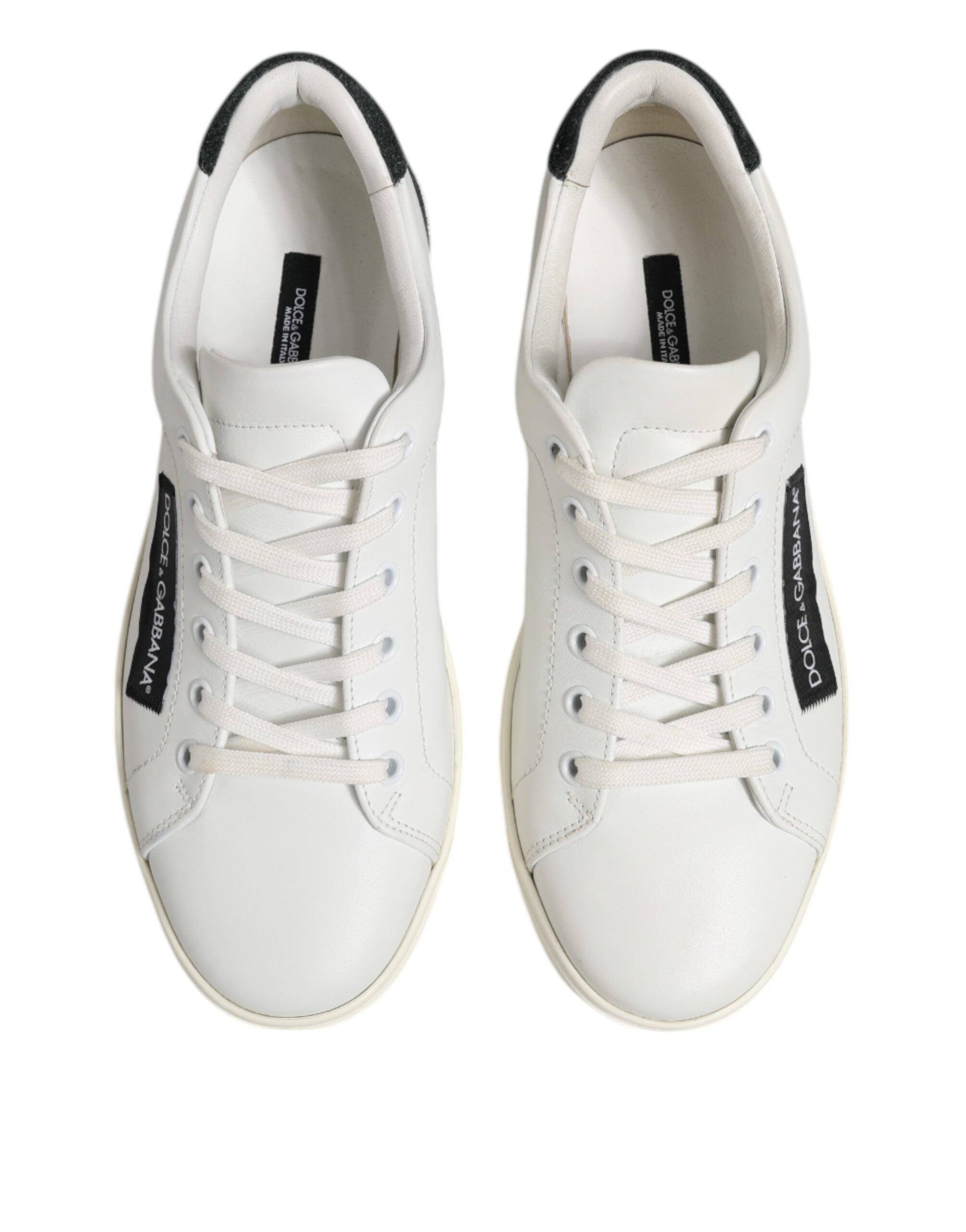 Dolce &amp; Gabbana Herren Sneakers mit Schnürung aus weißem und schwarzem Leder