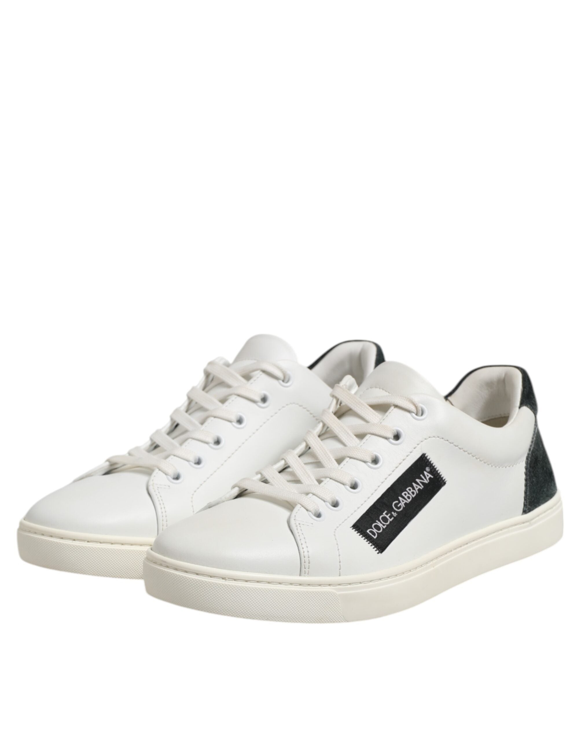 Dolce &amp; Gabbana Herren Sneakers mit Schnürung aus weißem und schwarzem Leder
