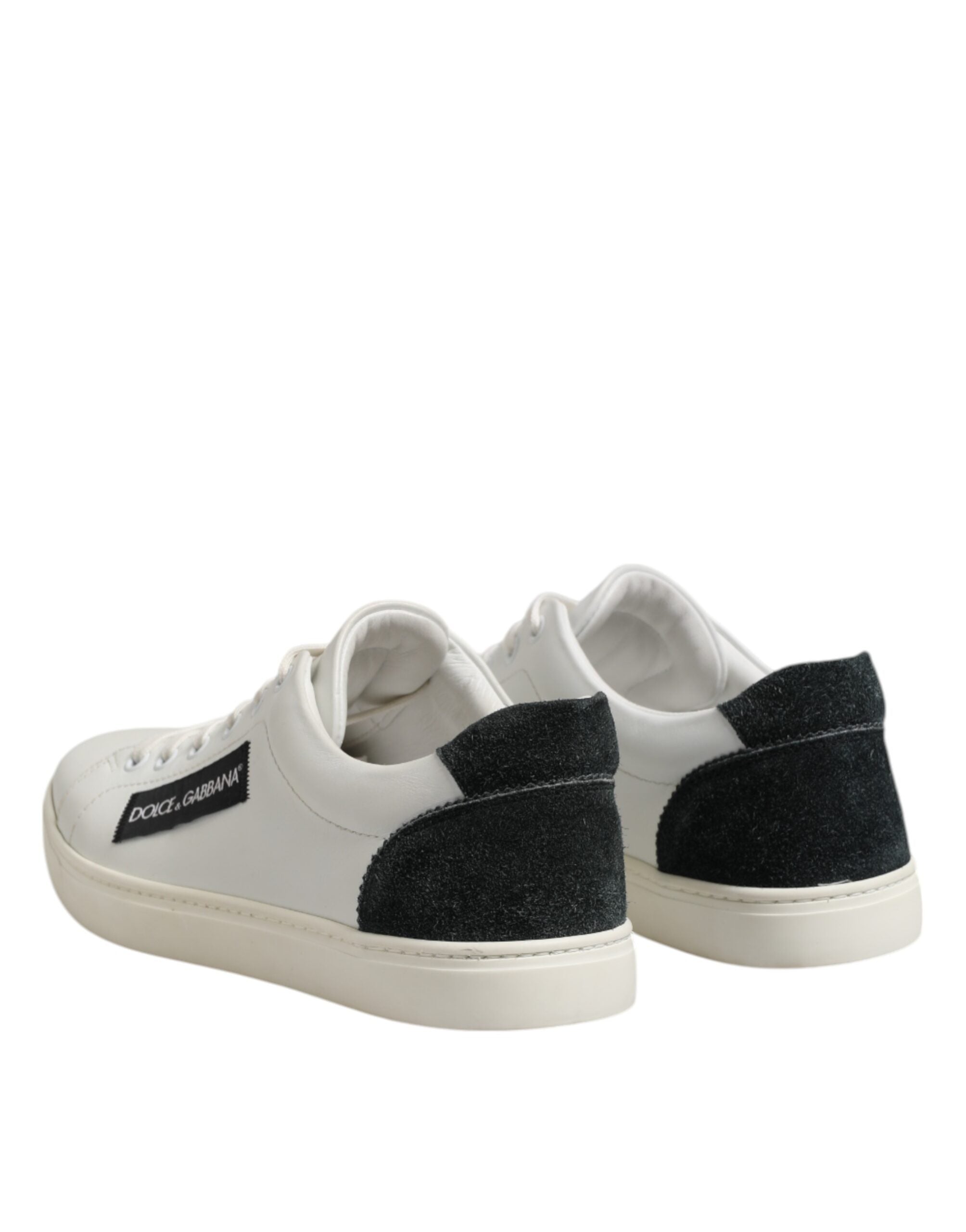 Dolce &amp; Gabbana Herren Sneakers mit Schnürung aus weißem und schwarzem Leder