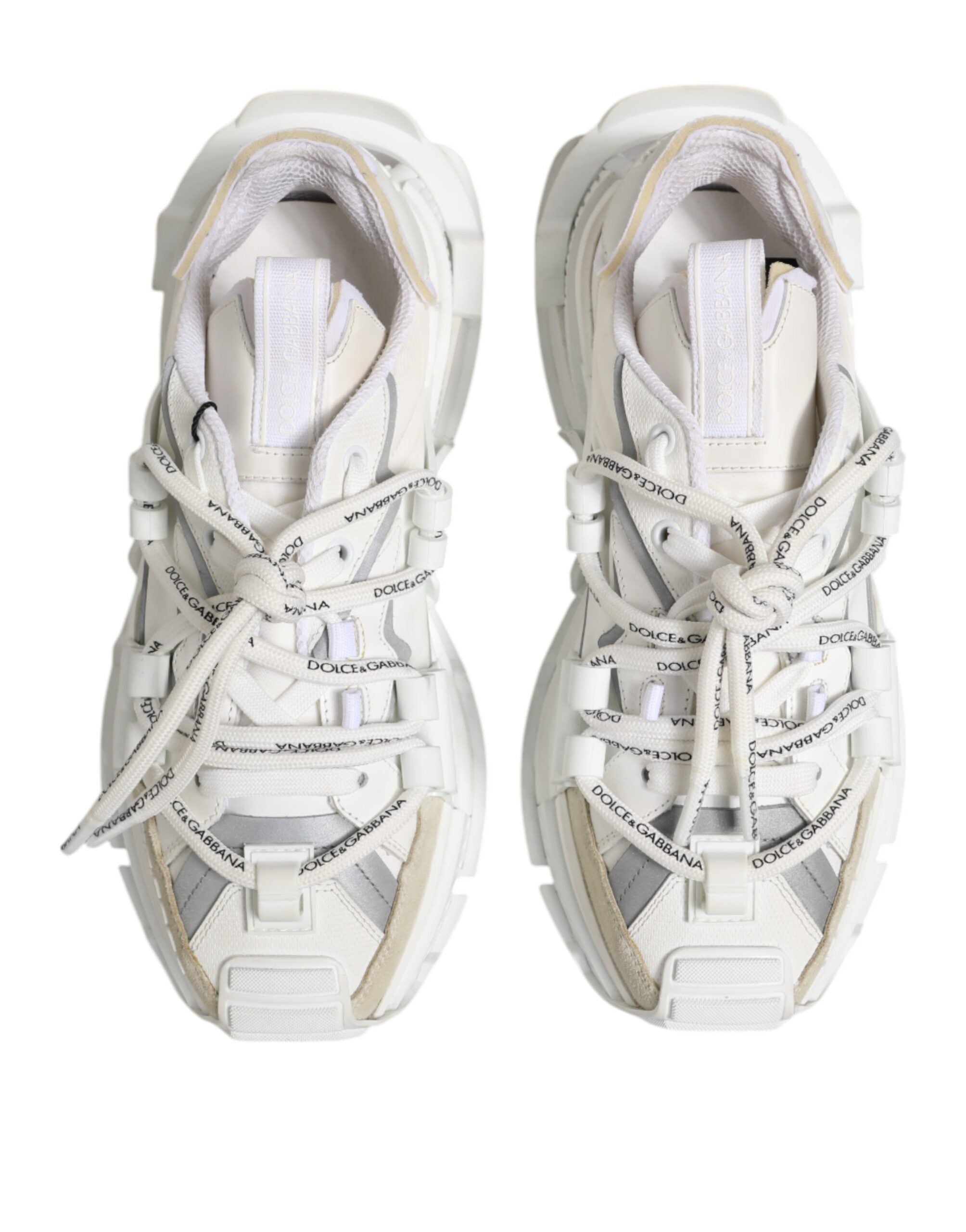 Dolce &amp; Gabbana Weiß Grau Low Top Space Sneakers Schuhe