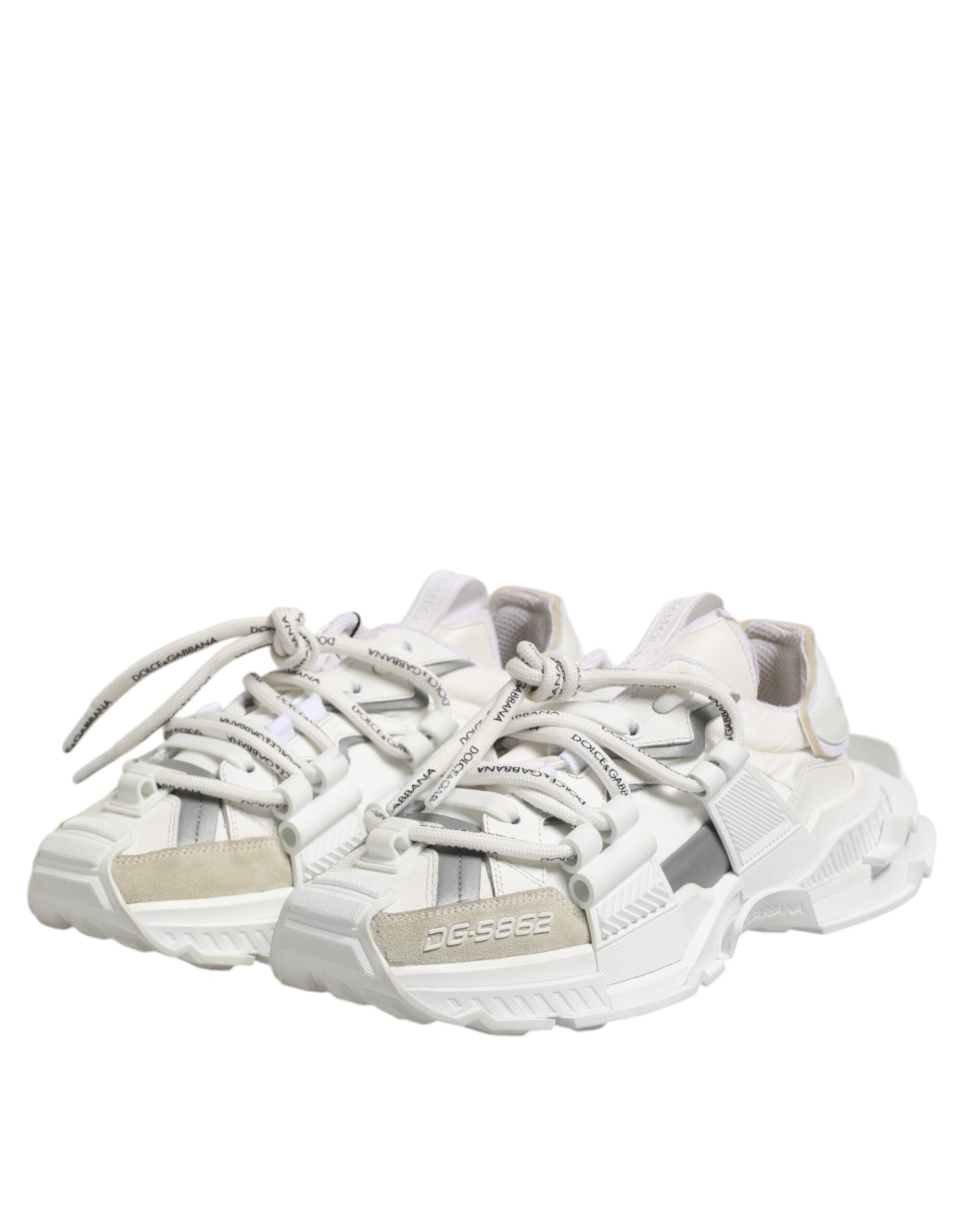 Dolce &amp; Gabbana Weiß Grau Low Top Space Sneakers Schuhe