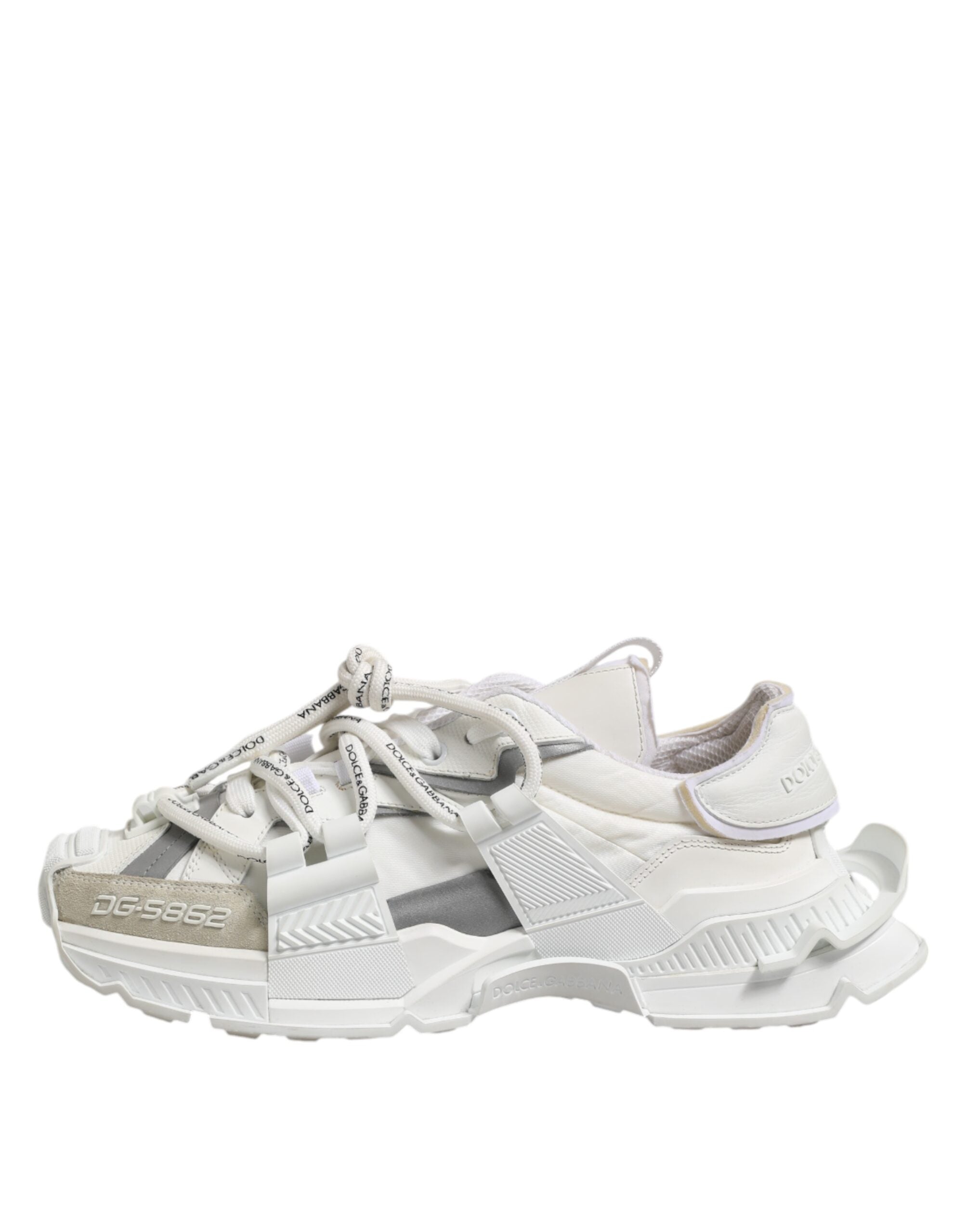 Dolce &amp; Gabbana Weiß Grau Low Top Space Sneakers Schuhe