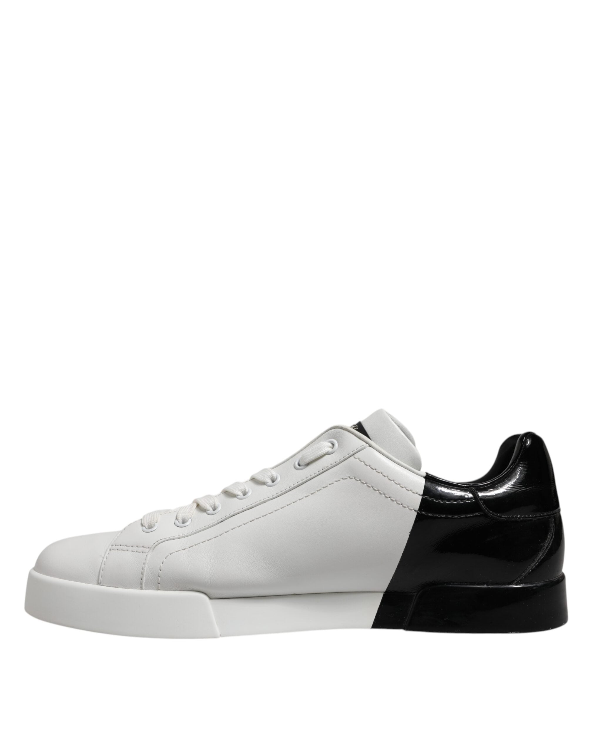 Baskets basses en cuir blanc et noir Dolce &amp; Gabbana