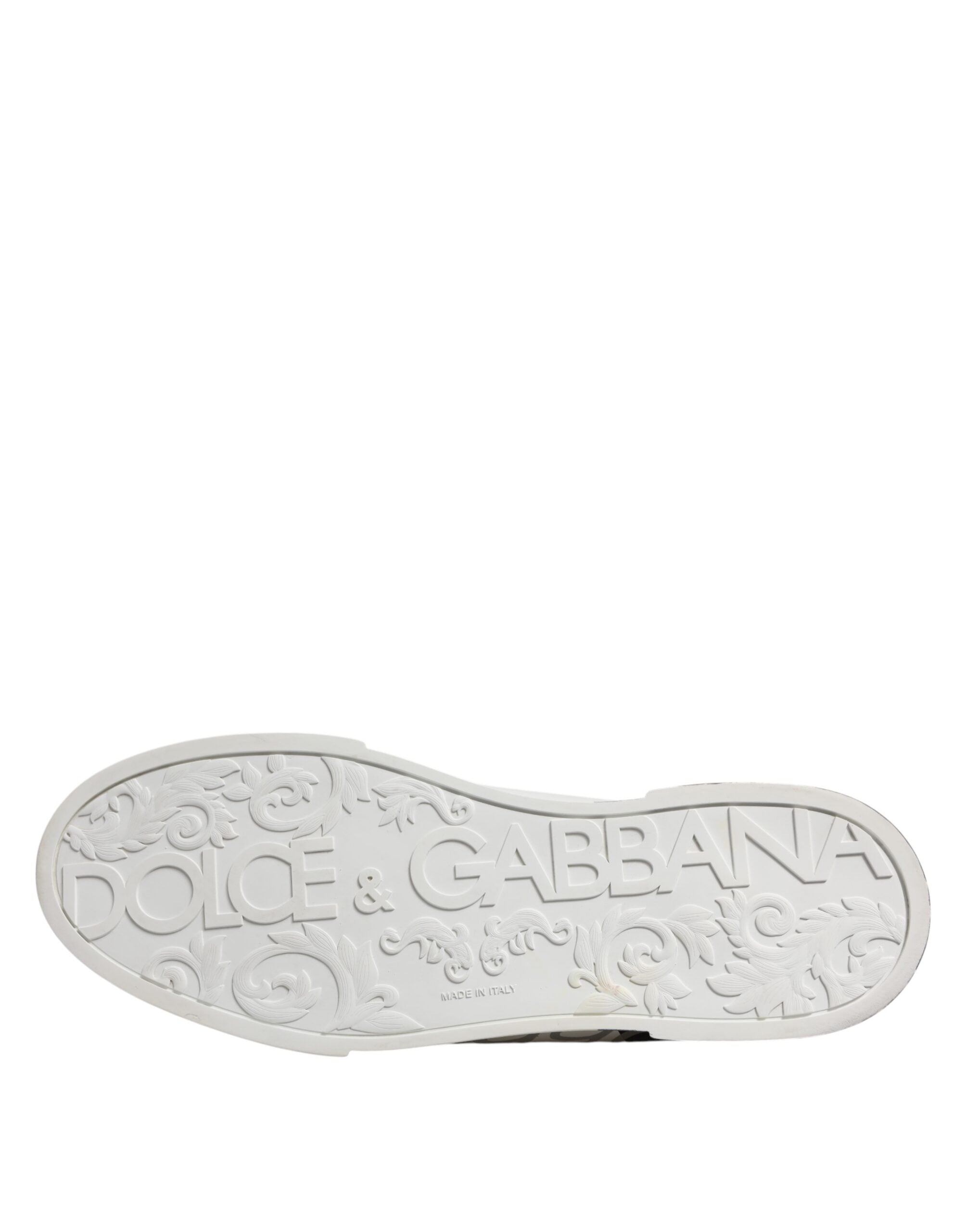 Baskets basses en cuir blanc et noir Dolce &amp; Gabbana