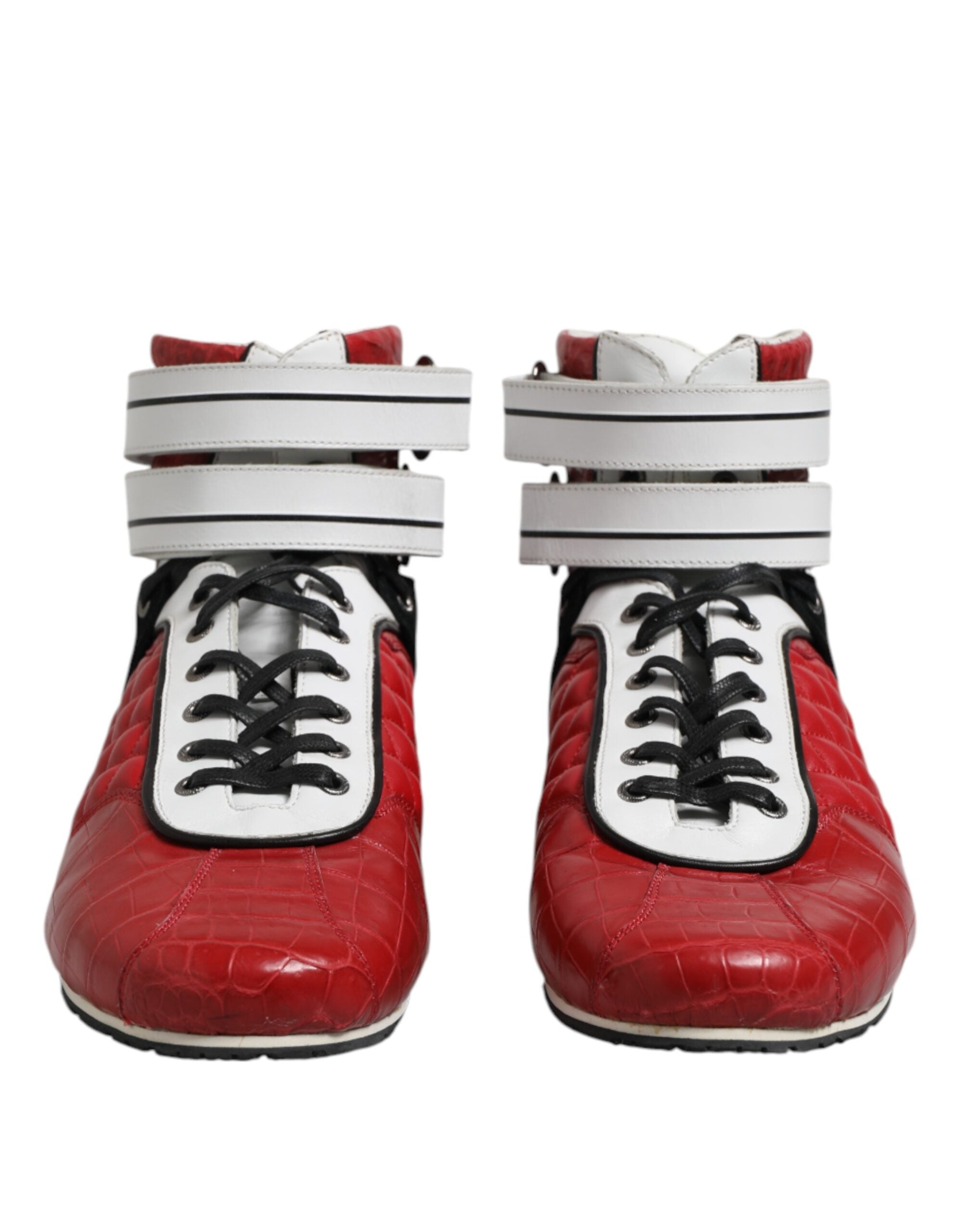 Baskets à lacets en cuir matelassé rouge Dolce &amp; Gabbana