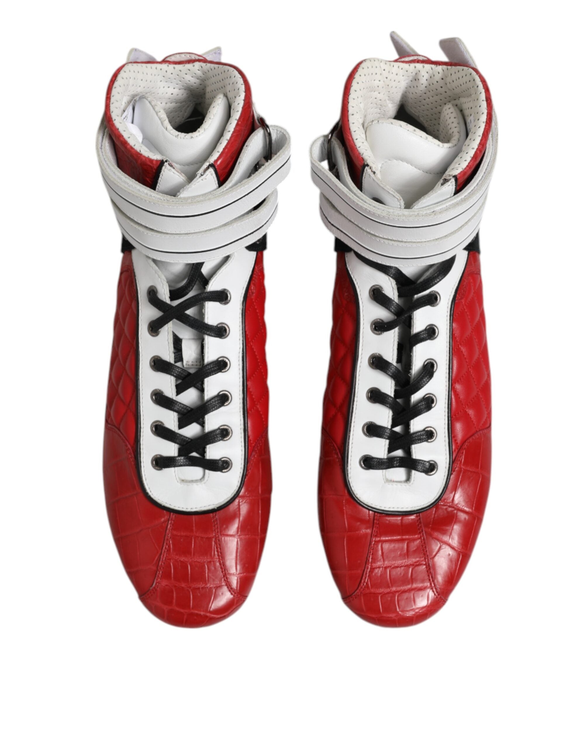 Baskets à lacets en cuir matelassé rouge Dolce &amp; Gabbana