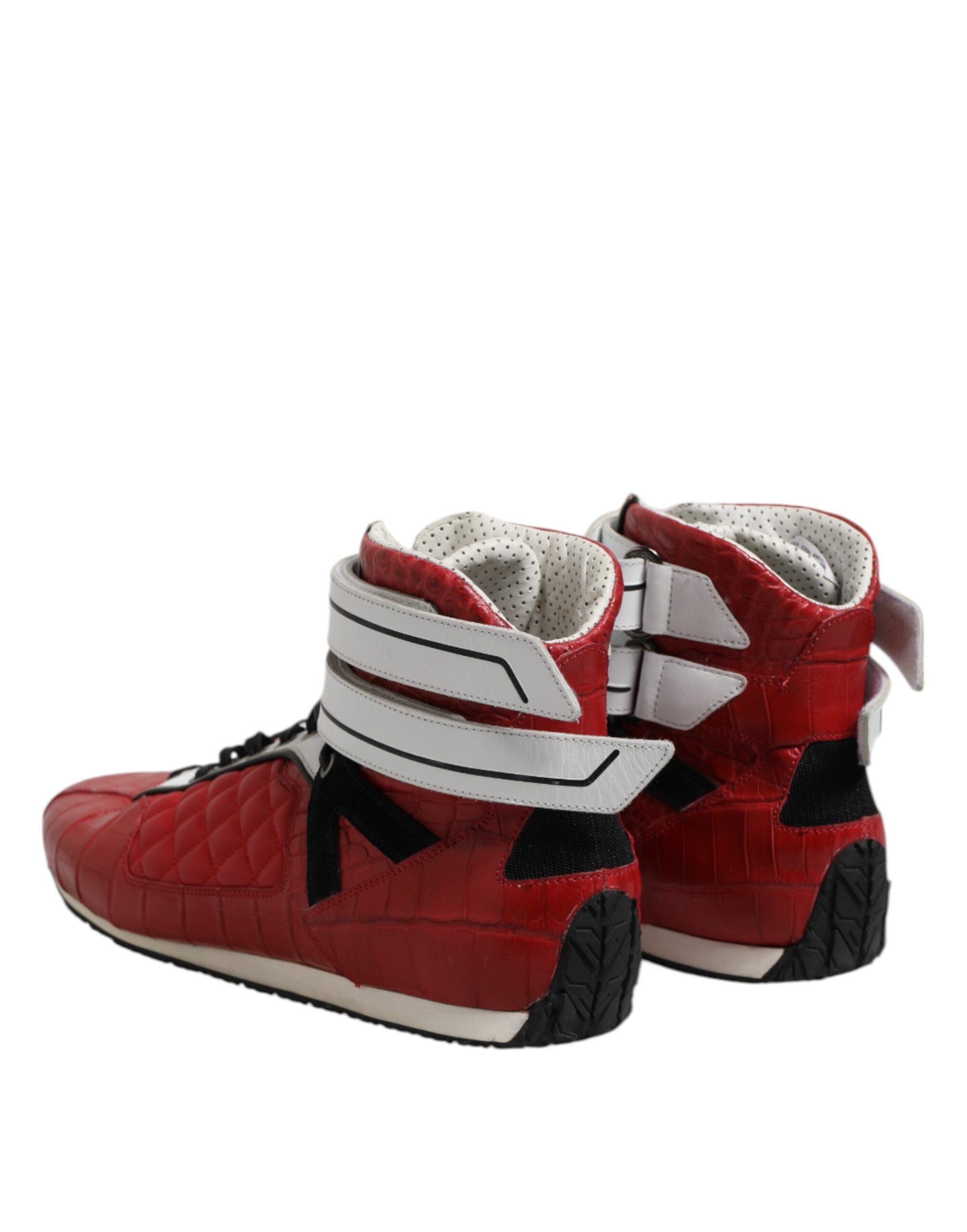 Baskets à lacets en cuir matelassé rouge Dolce &amp; Gabbana