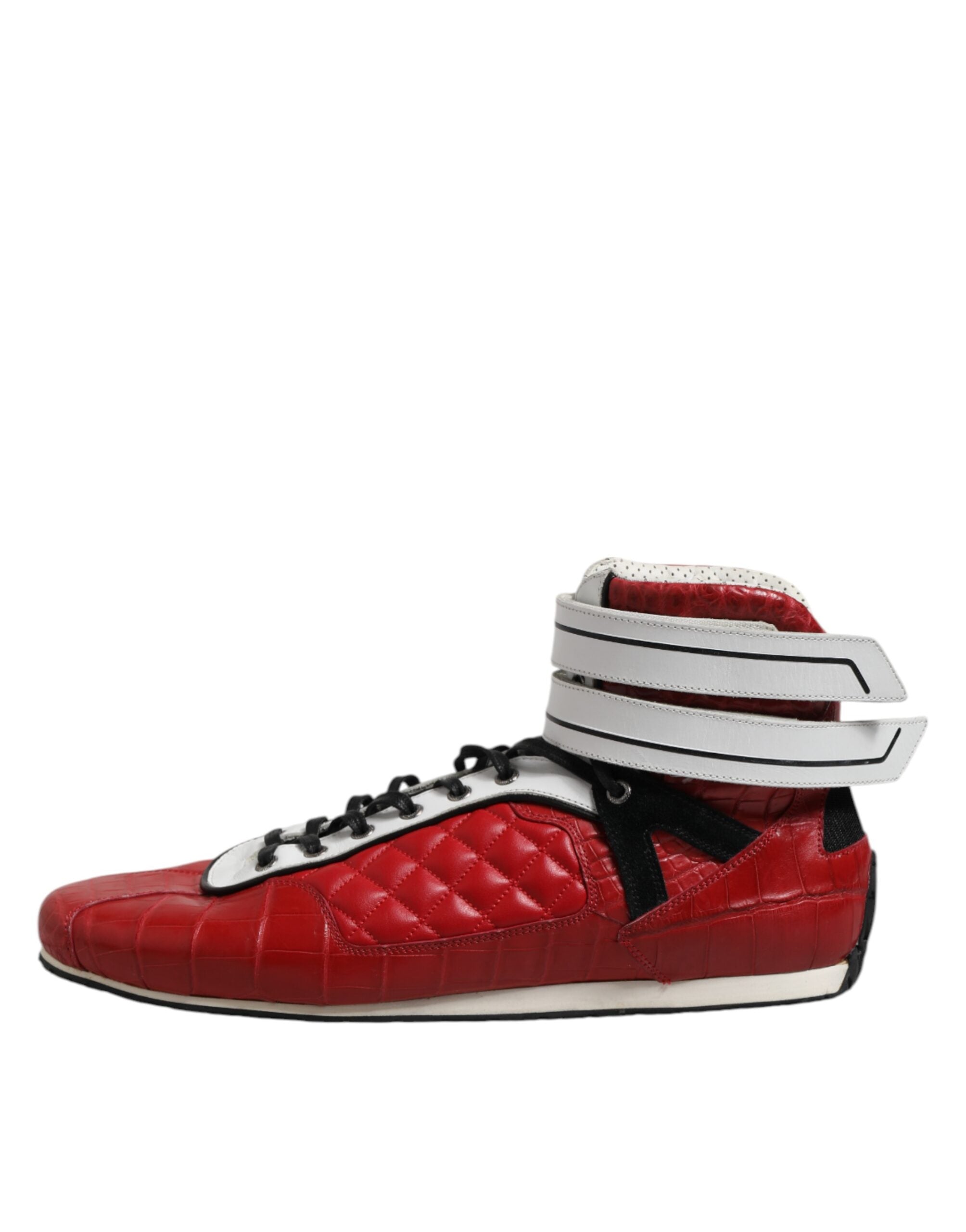 Baskets à lacets en cuir matelassé rouge Dolce &amp; Gabbana
