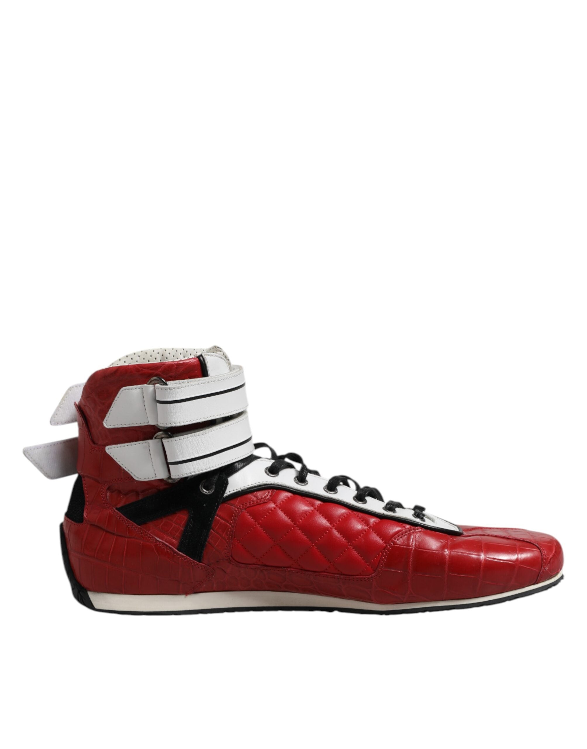 Baskets à lacets en cuir matelassé rouge Dolce &amp; Gabbana