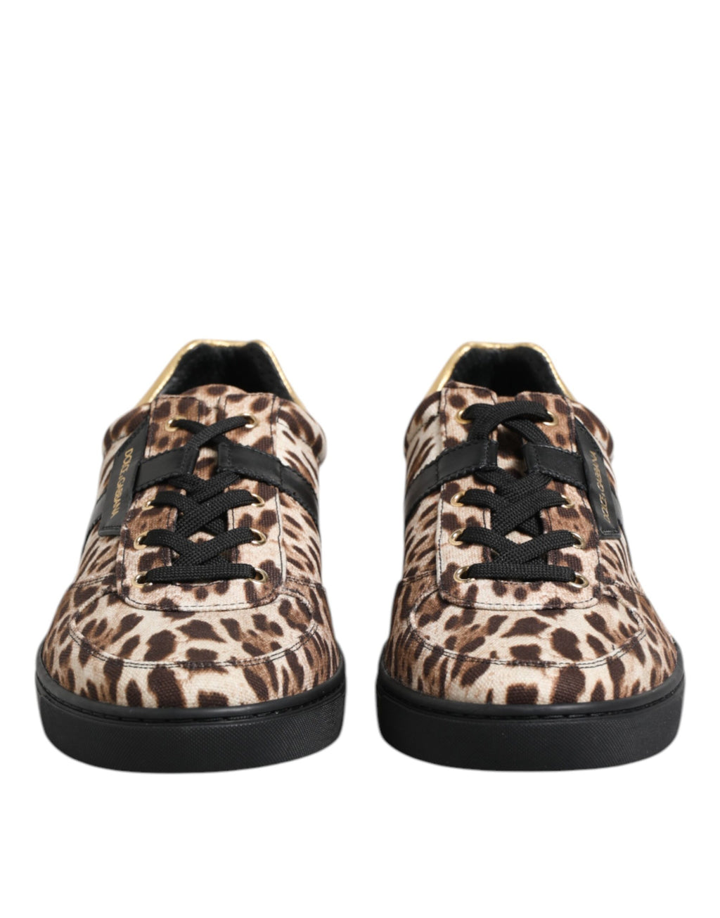 Baskets en coton marron à imprimé léopard Dolce &amp; Gabbana