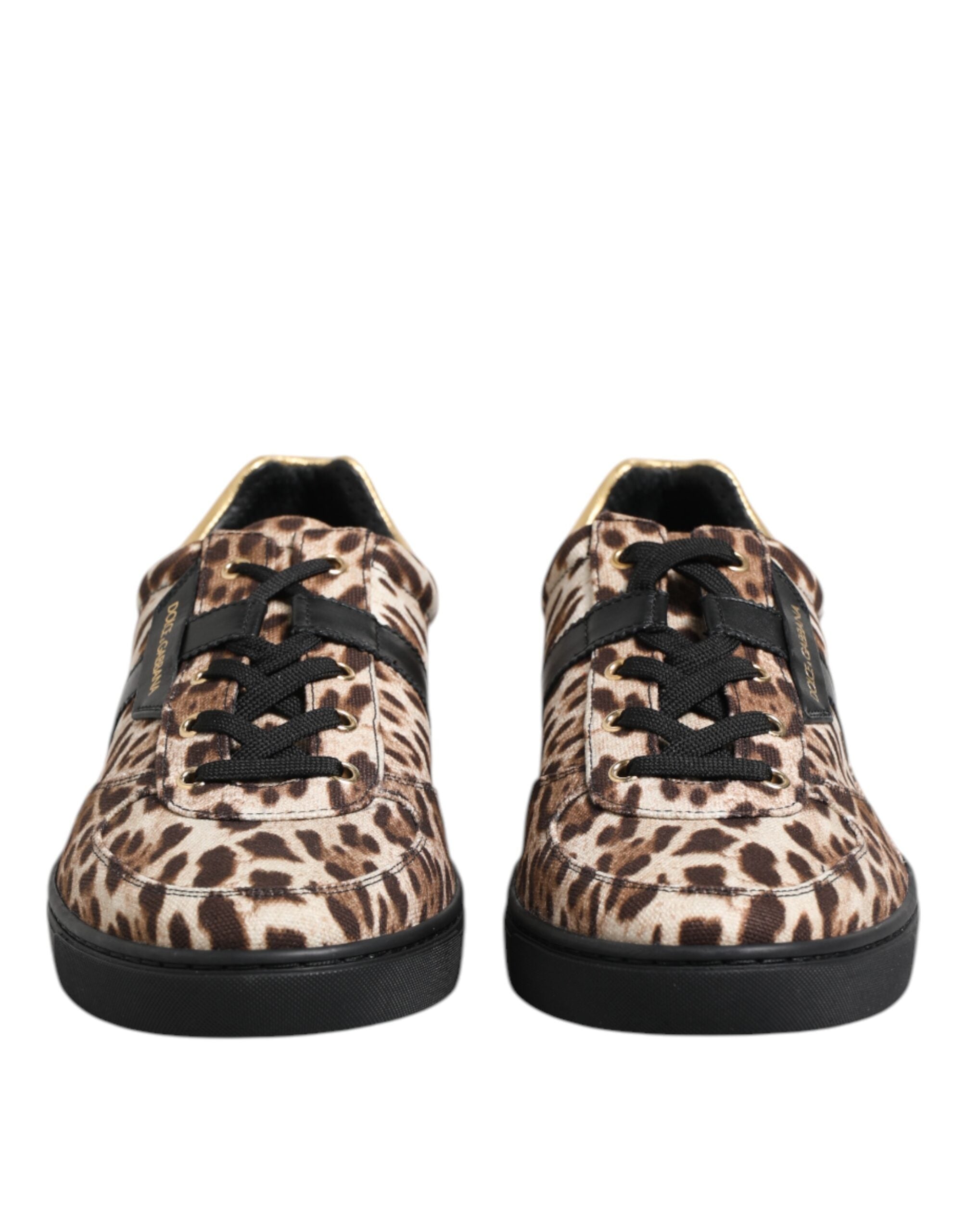 Baskets en coton marron à imprimé léopard Dolce &amp; Gabbana