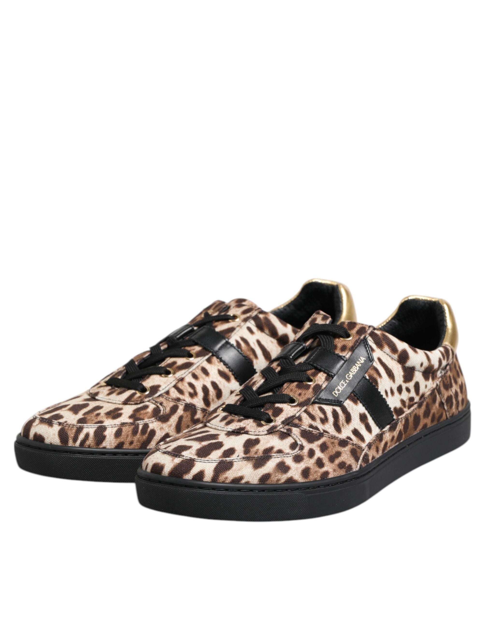 Baskets en coton marron à imprimé léopard Dolce &amp; Gabbana