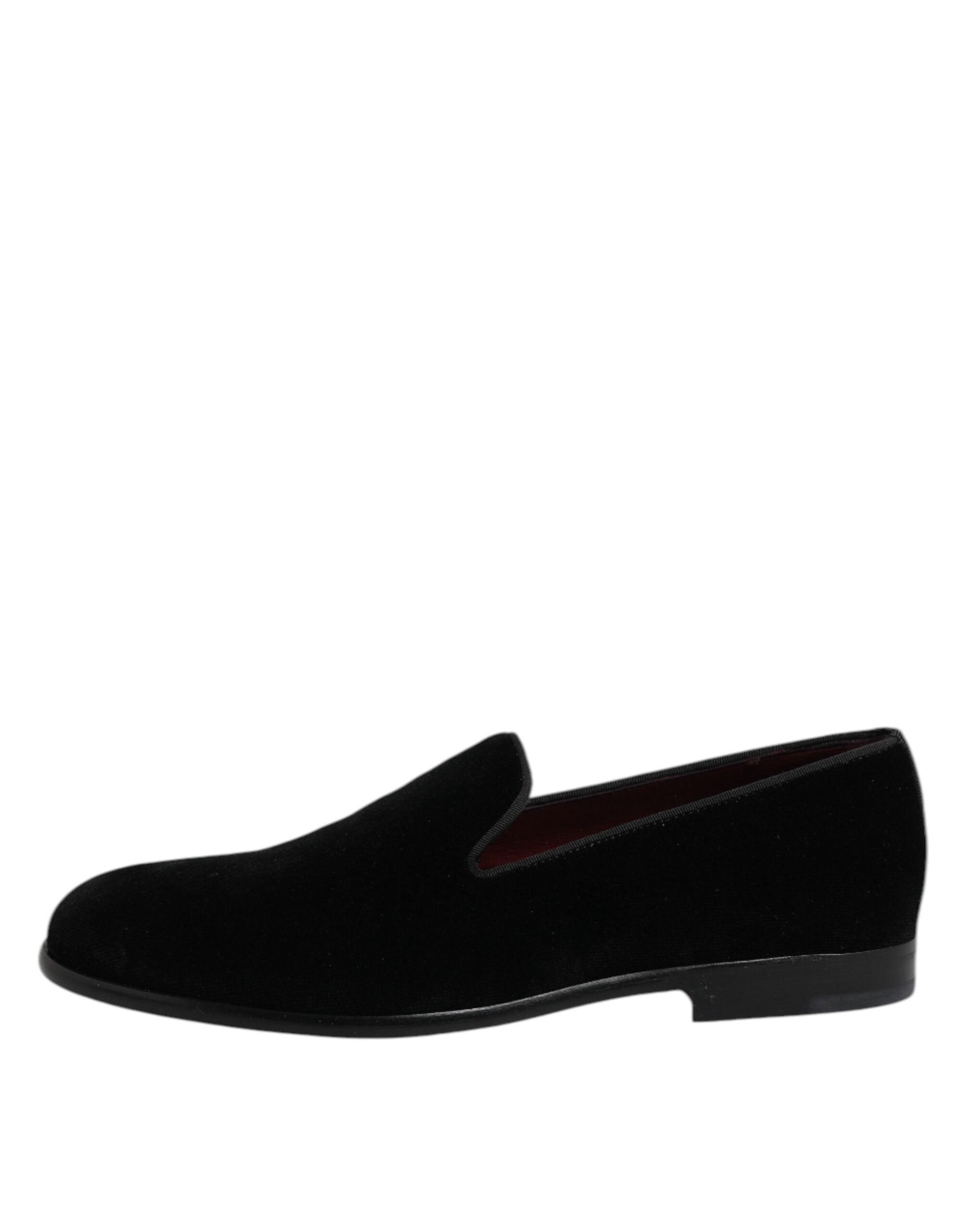 Mocassins à enfiler en velours noir Dolce &amp; Gabbana Chaussures habillées
