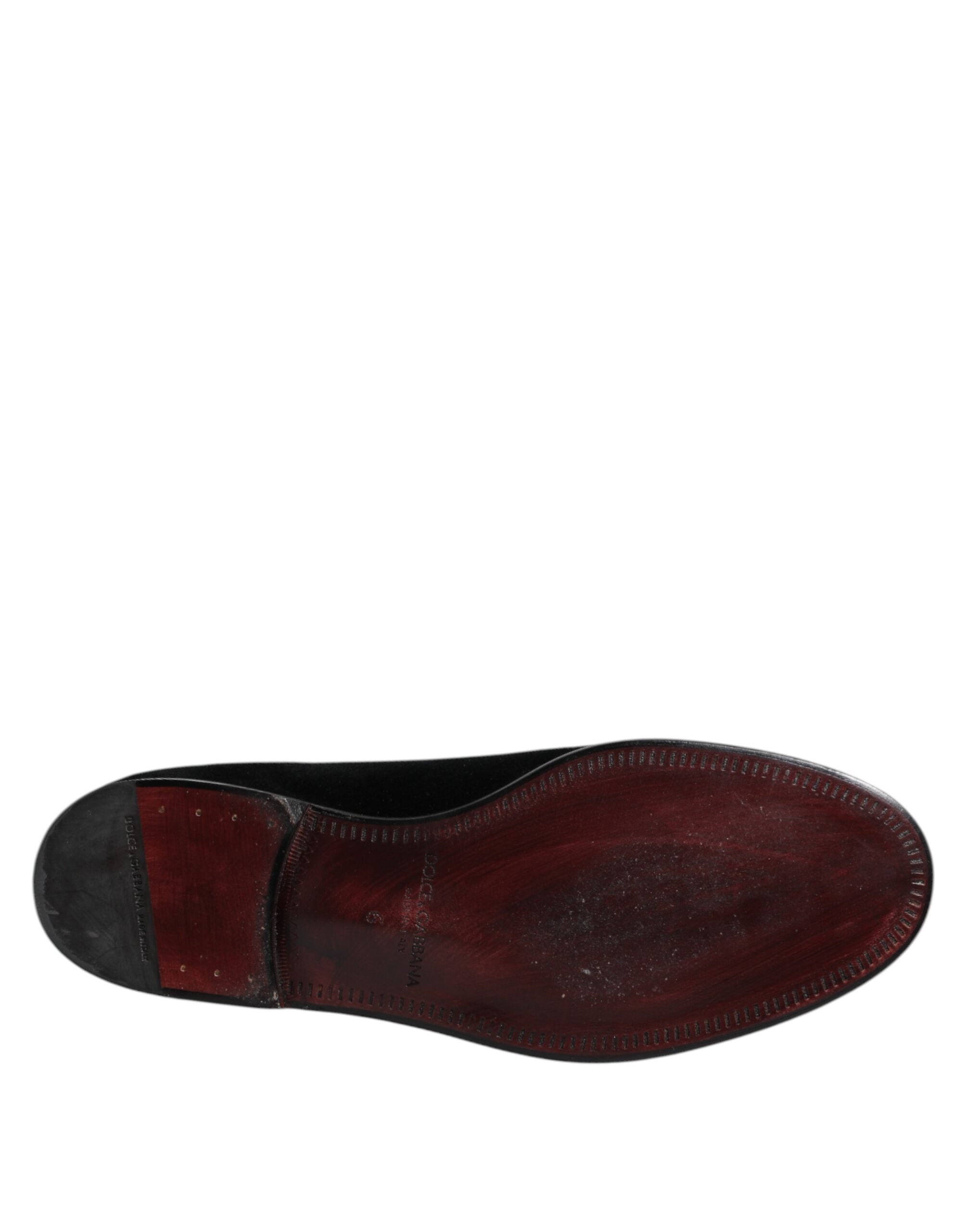 Mocassins à enfiler en velours noir Dolce &amp; Gabbana Chaussures habillées