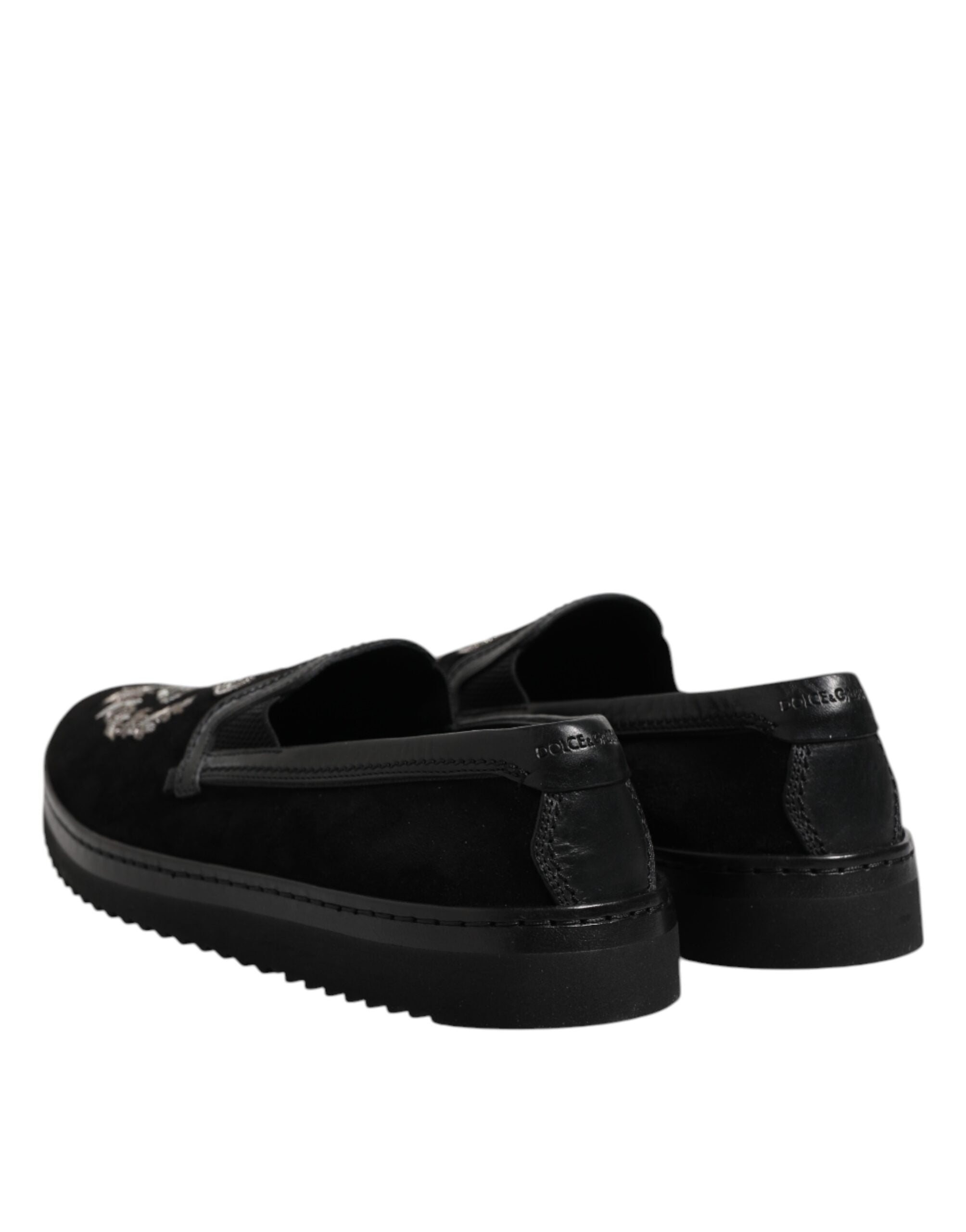 Mocassins noirs à couronne brodée Dolce &amp; Gabbana