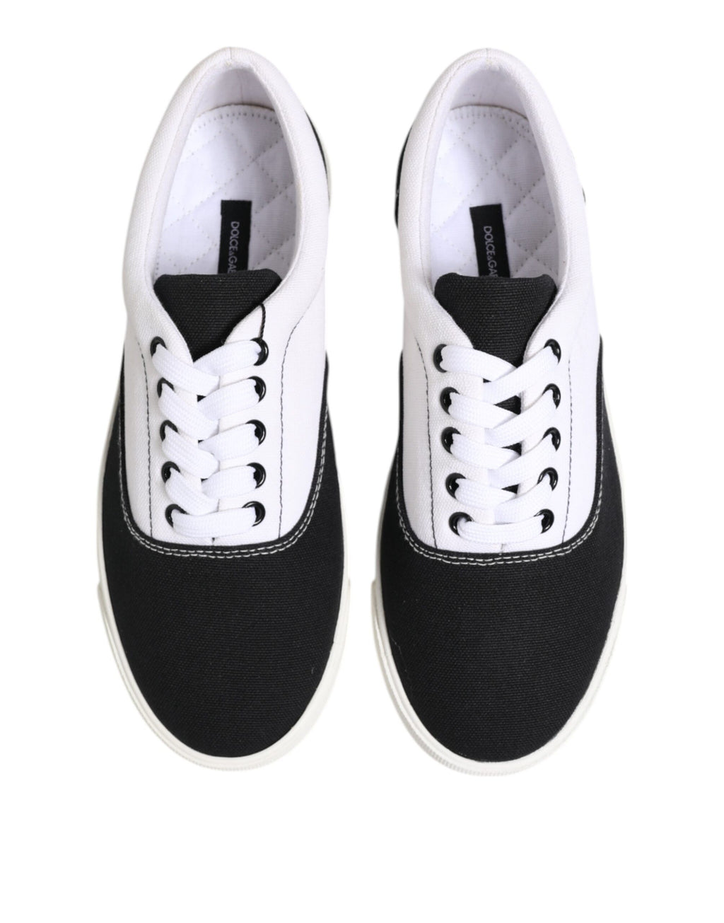 Baskets à lacets en toile de coton noire Dolce &amp; Gabbana pour homme