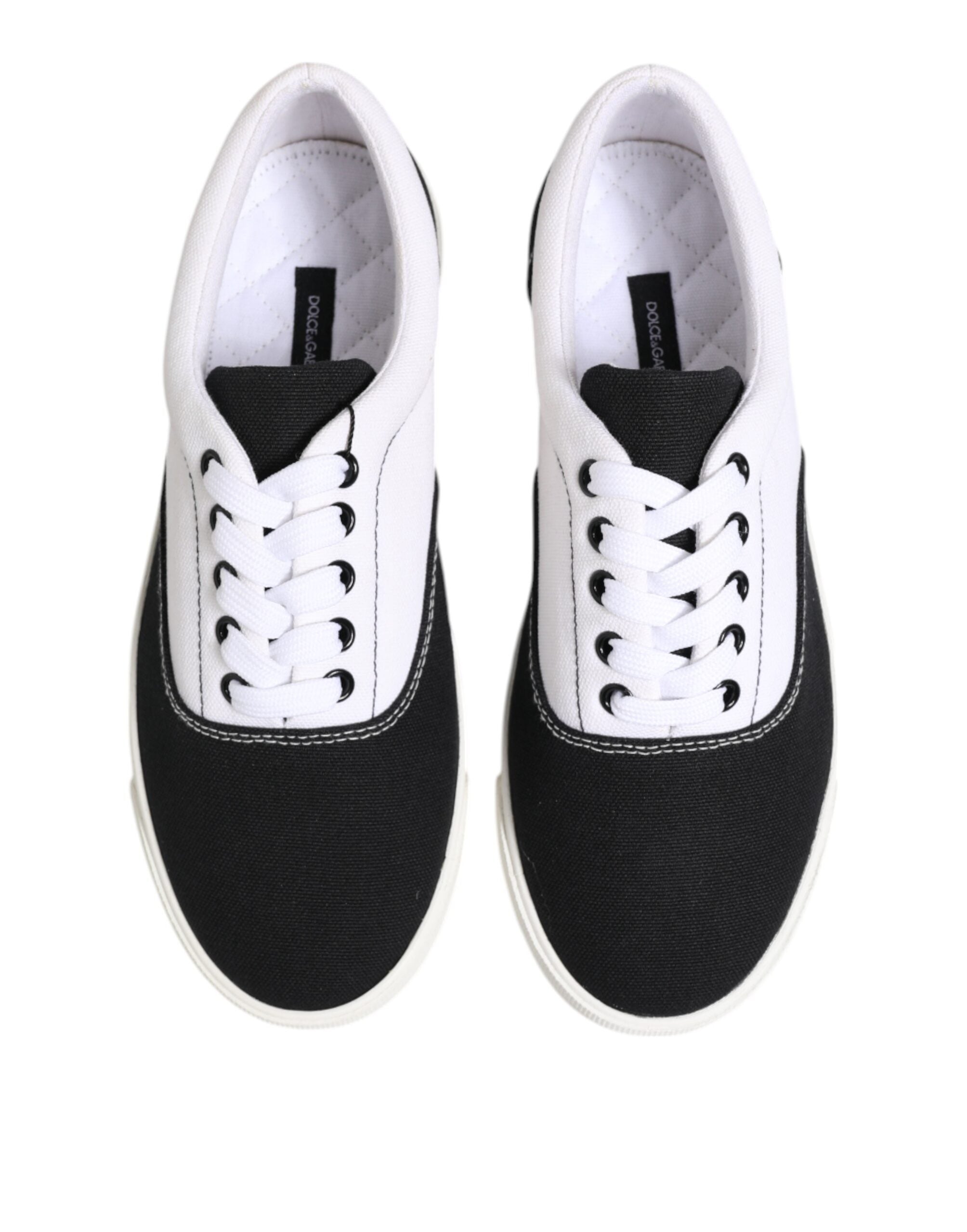 Baskets à lacets en toile de coton noire Dolce &amp; Gabbana pour homme