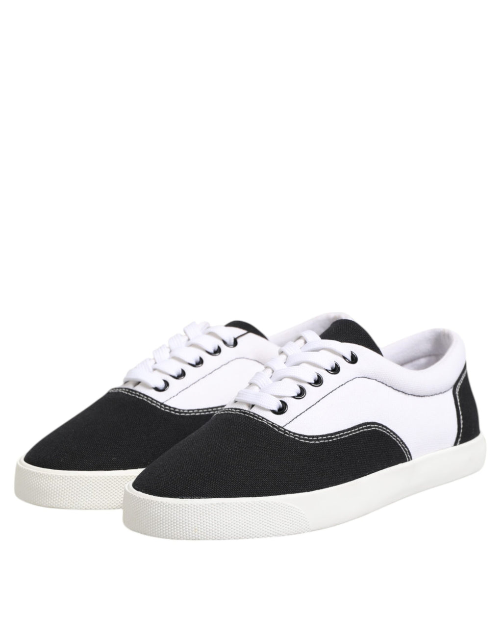 Baskets à lacets en toile de coton noire Dolce &amp; Gabbana pour homme