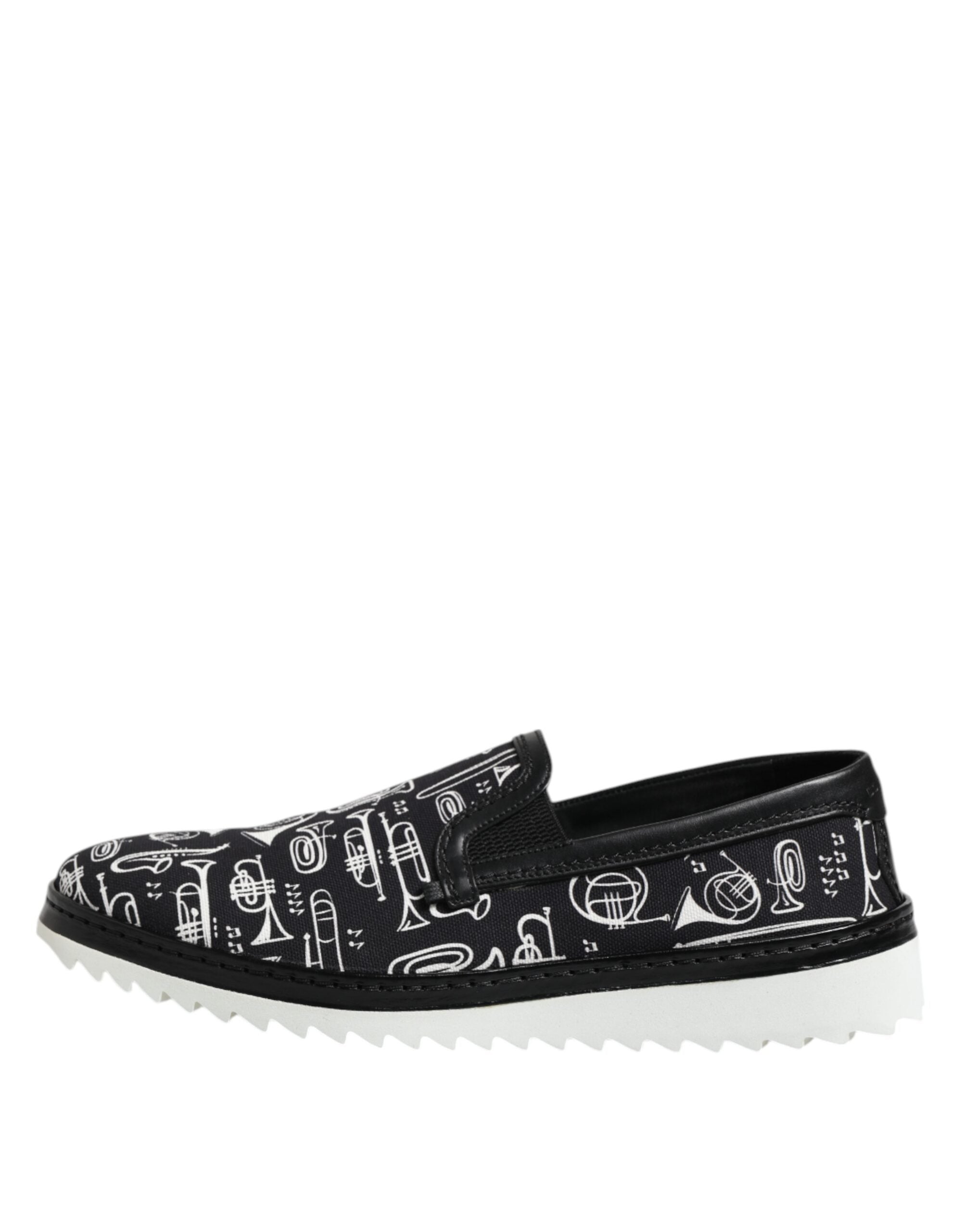 Mocassins imprimés noirs Dolce &amp; Gabbana pour homme