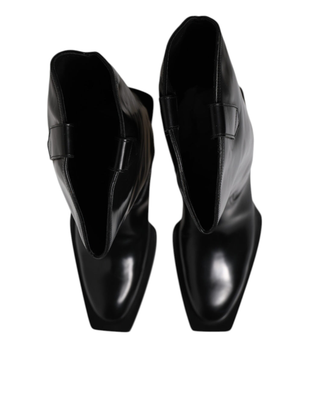 Dolce &amp; Gabbana – Hohe Stiefel aus schwarzem Kalbsleder mit Logo