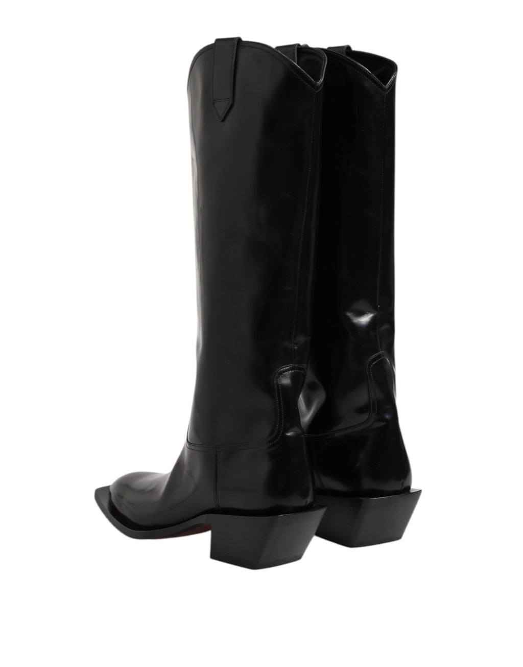 Dolce &amp; Gabbana – Hohe Stiefel aus schwarzem Kalbsleder mit Logo