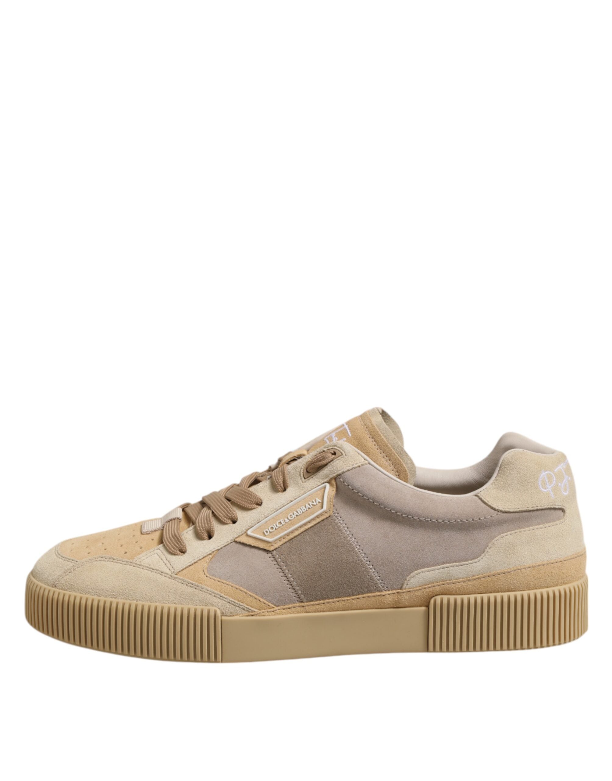 Baskets basses à lacets en cuir beige Dolce &amp; Gabbana
