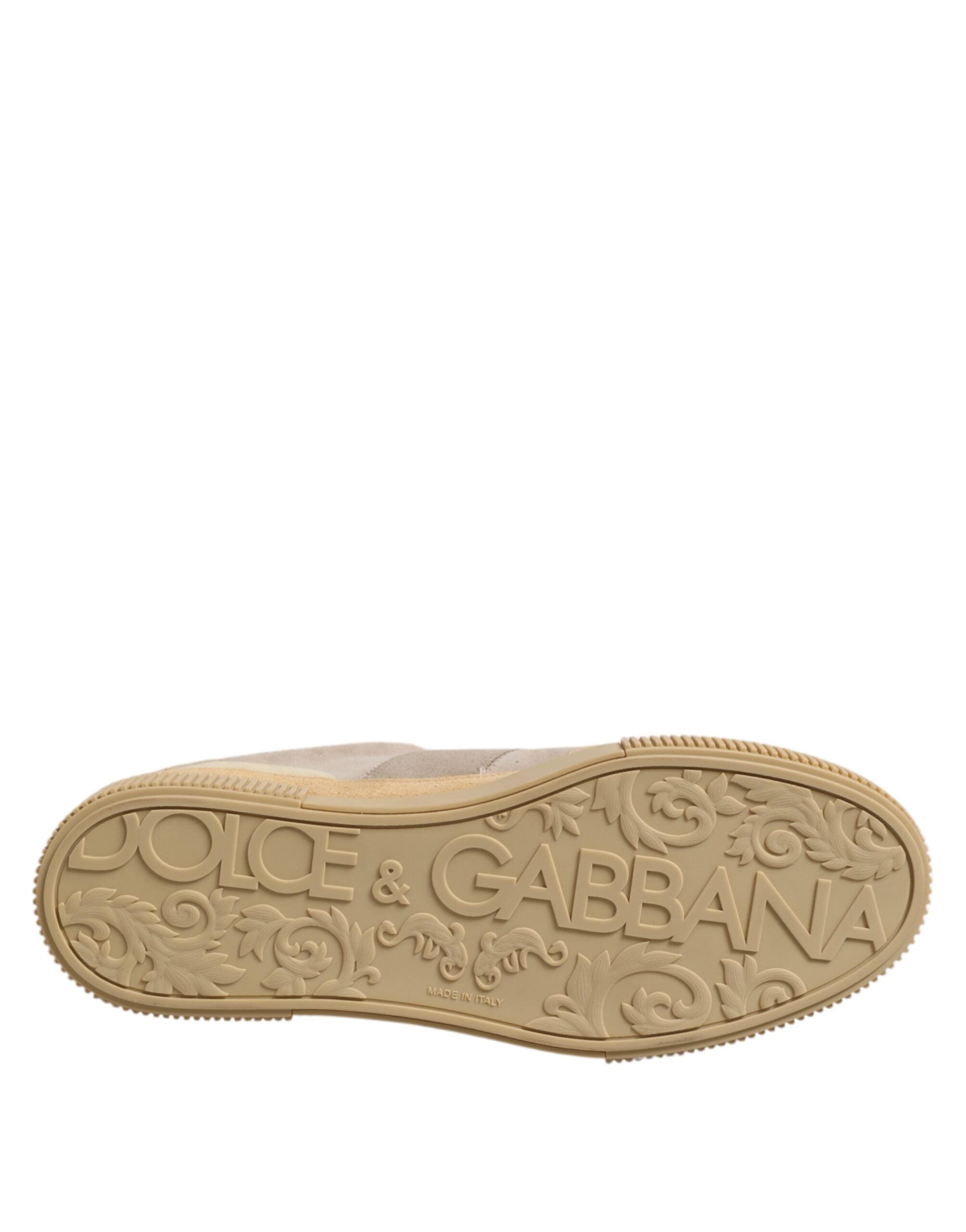 Baskets basses à lacets en cuir beige Dolce &amp; Gabbana