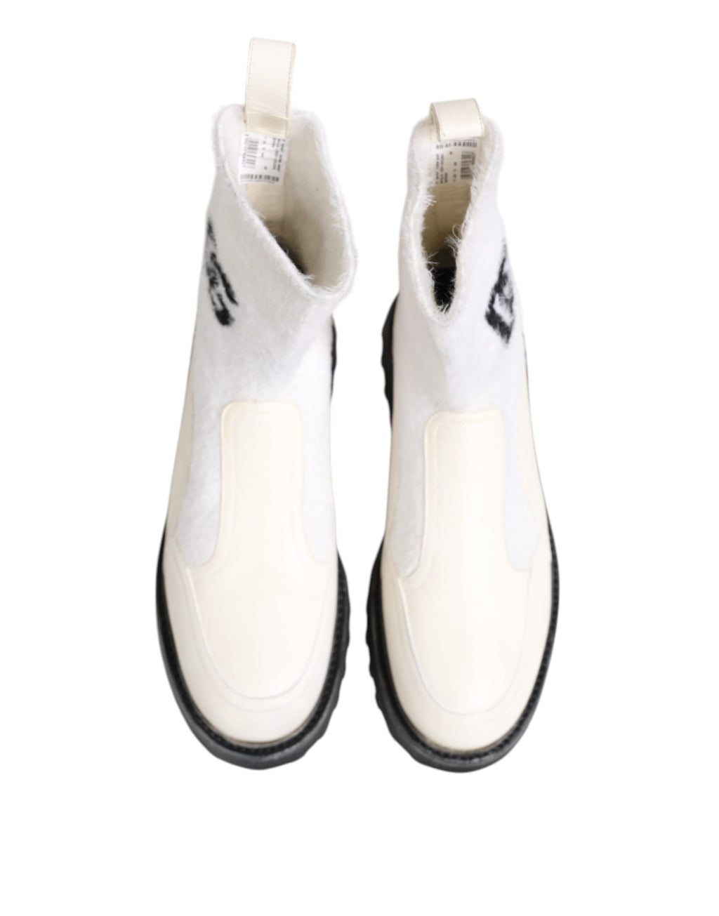 Dolce &amp; Gabbana – Wadenhohe Stiefel mit DG-Logo in Weiß und Beige