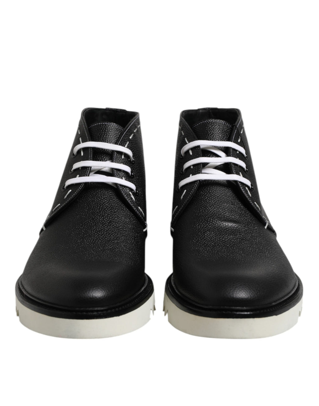 Dolce &amp; Gabbana Schwarz Weiß Leder Stiefeletten Schuhe