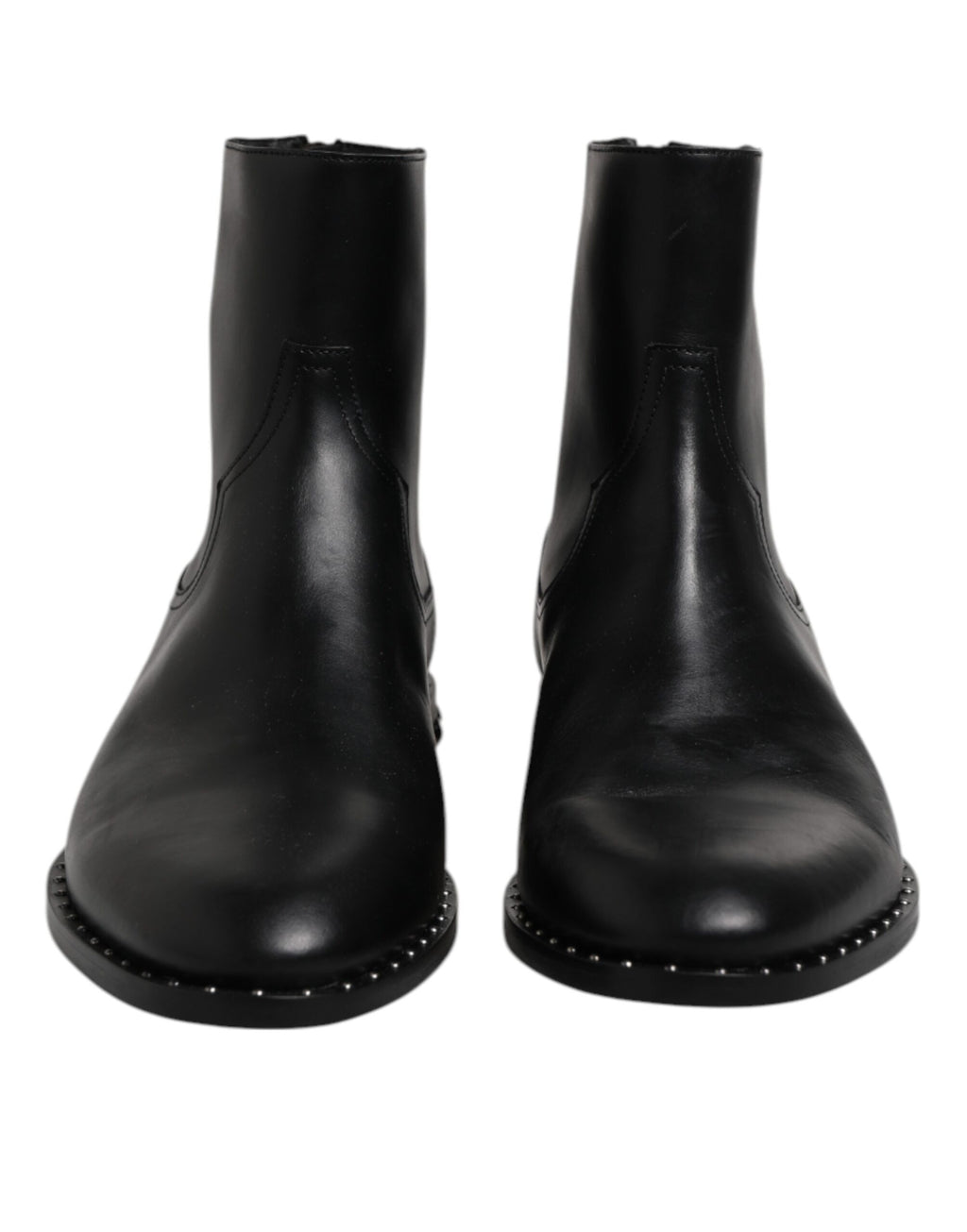 Dolce &amp; Gabbana – Schwarze Stiefeletten aus Leder mit Logo und Nieten