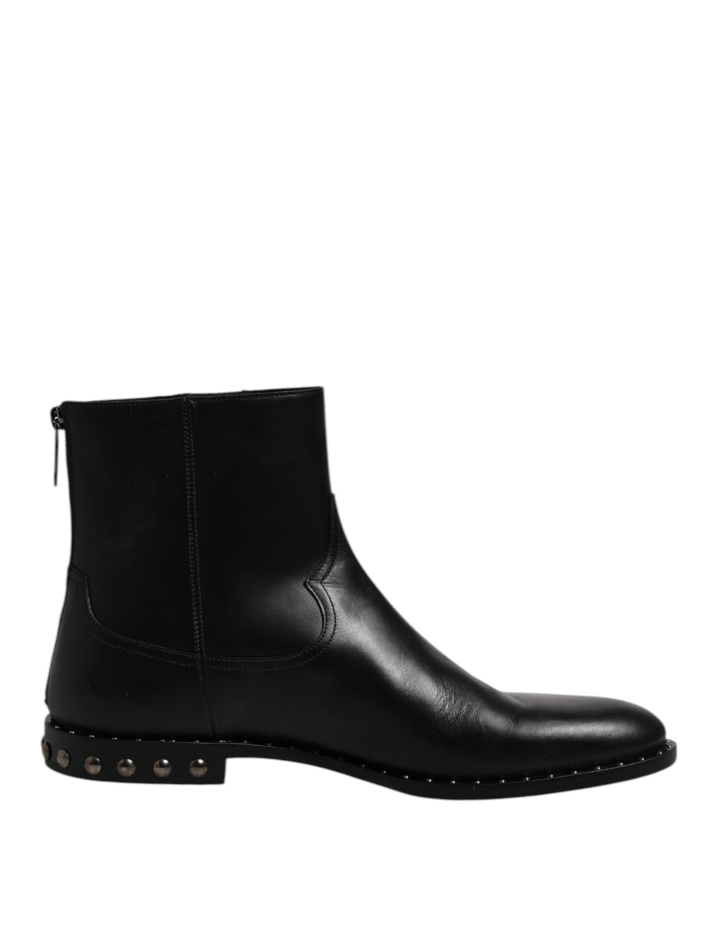 Dolce &amp; Gabbana – Schwarze Stiefeletten aus Leder mit Logo und Nieten