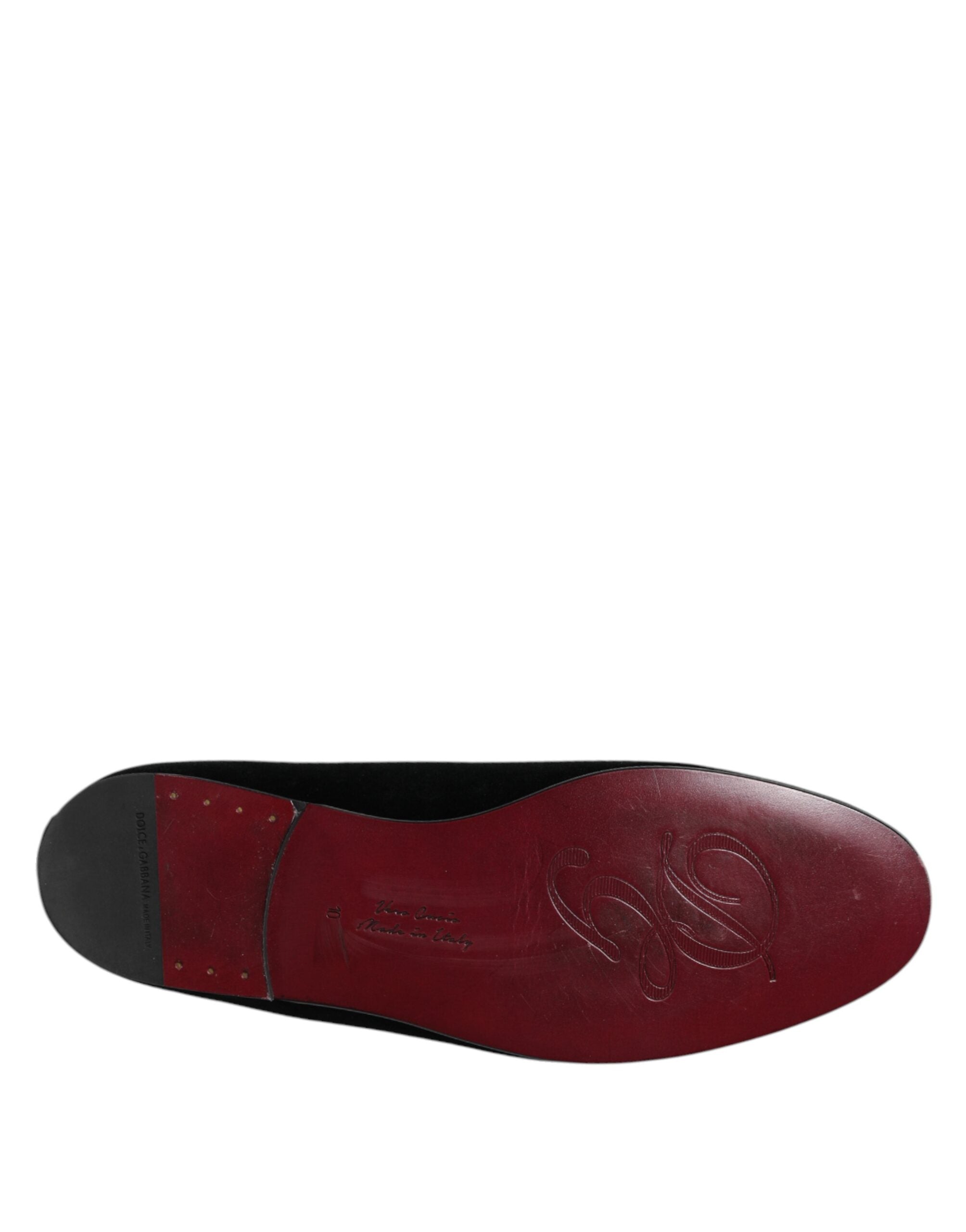 Mocassins Dolce &amp; Gabbana en velours noir avec couronne en cristal