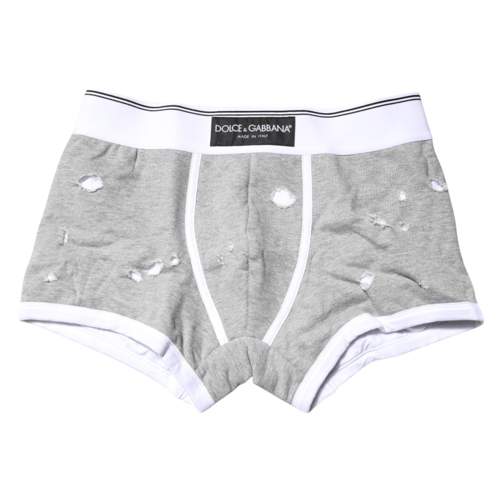 Dolce &amp; Gabbana – Boxershorts aus grauer Stretch-Baumwolle in regulärer Passform