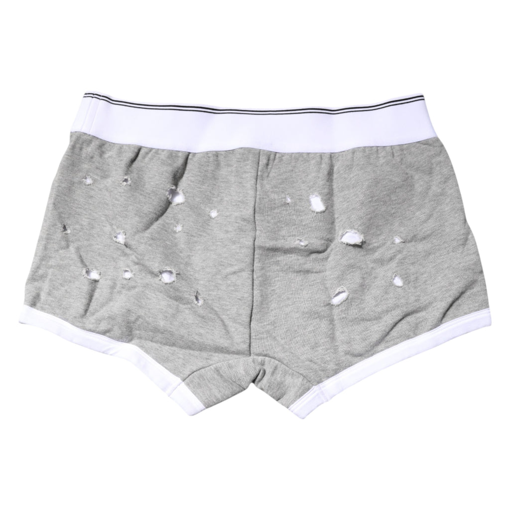 Dolce &amp; Gabbana – Boxershorts aus grauer Stretch-Baumwolle in regulärer Passform