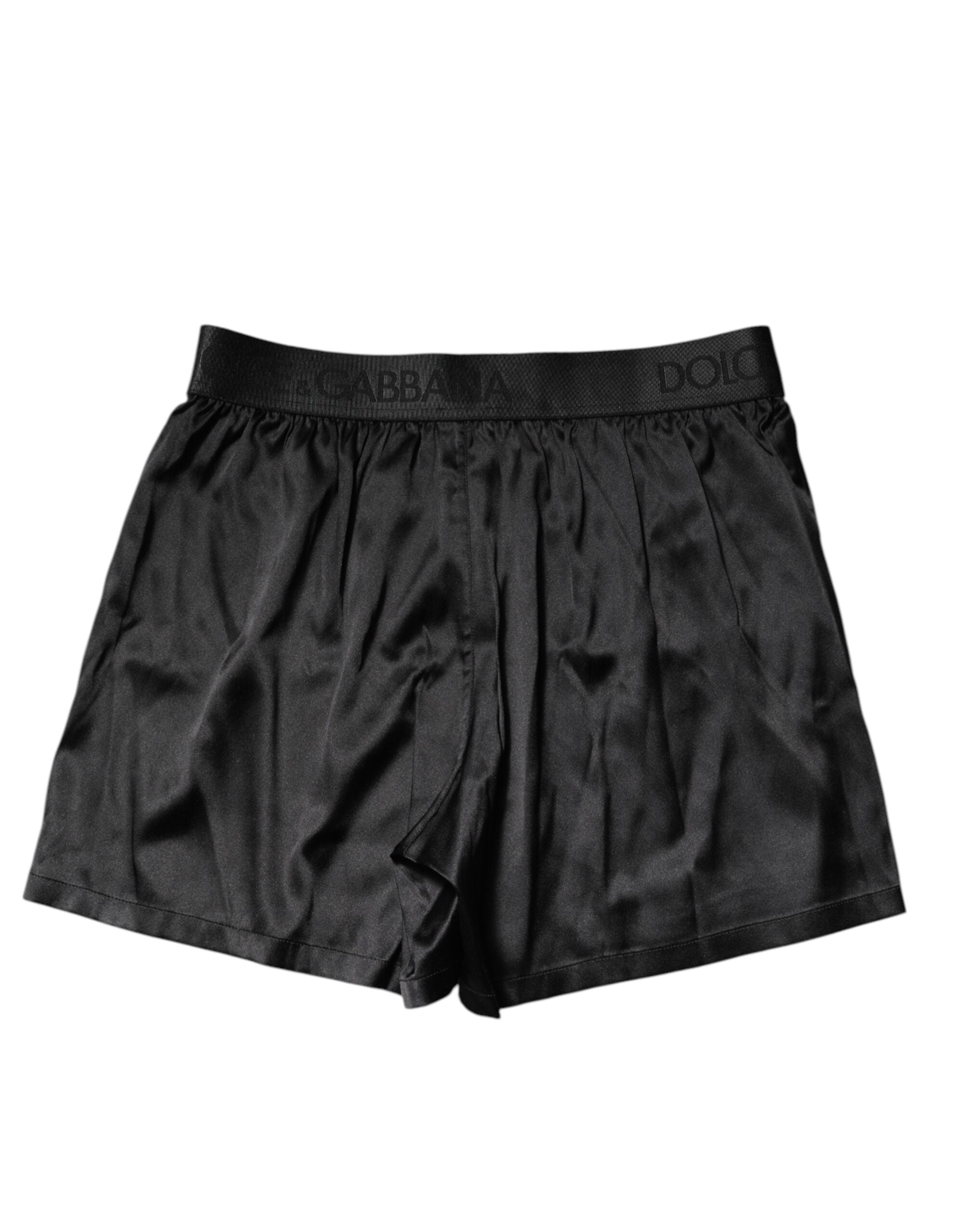 Boxer noir à taille régulière avec logo Dolce &amp; Gabbana