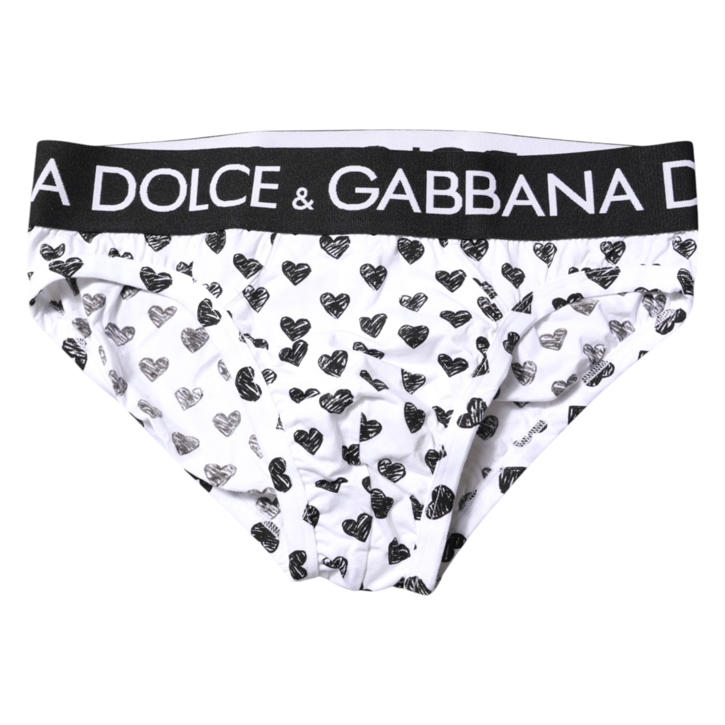 Sous-vêtement régulier imprimé cœur blanc Dolce &amp; Gabbana