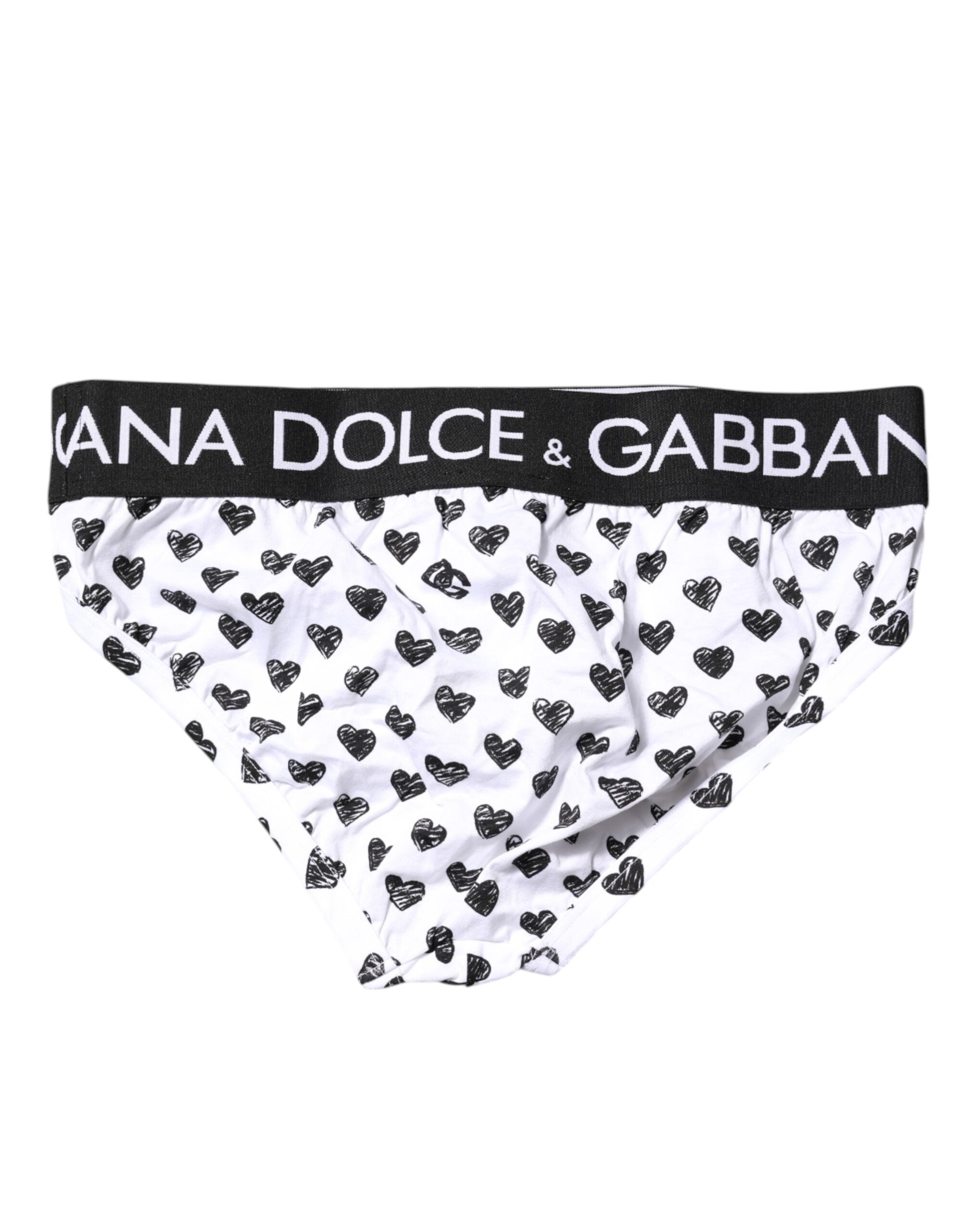 Sous-vêtement régulier imprimé cœur blanc Dolce &amp; Gabbana