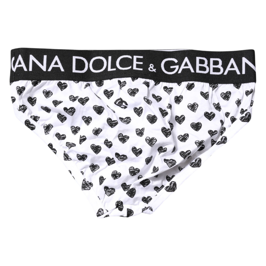 Sous-vêtement régulier imprimé cœur blanc Dolce &amp; Gabbana